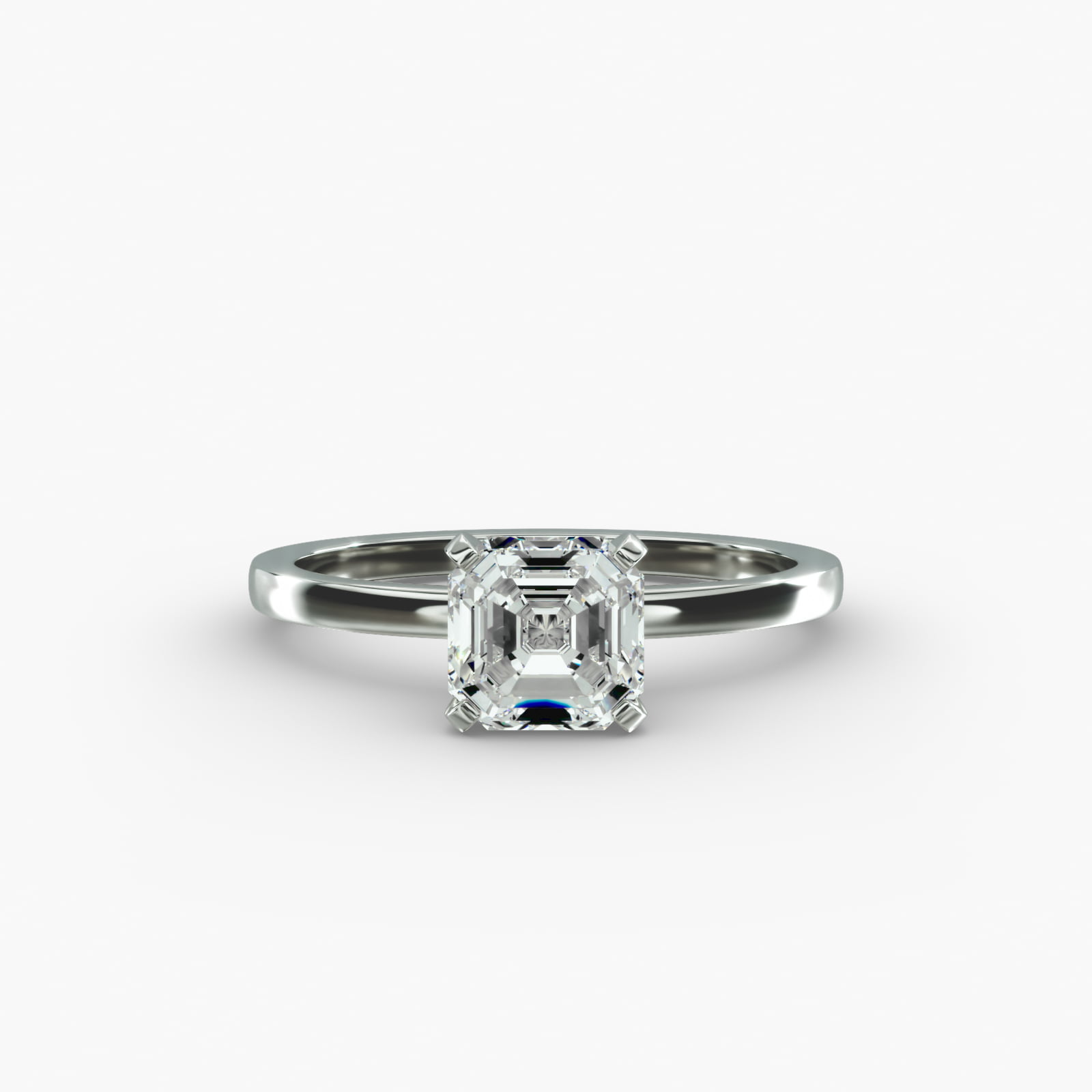 Comfort Fit Solitaire Engagement Ring In 14K White Gold