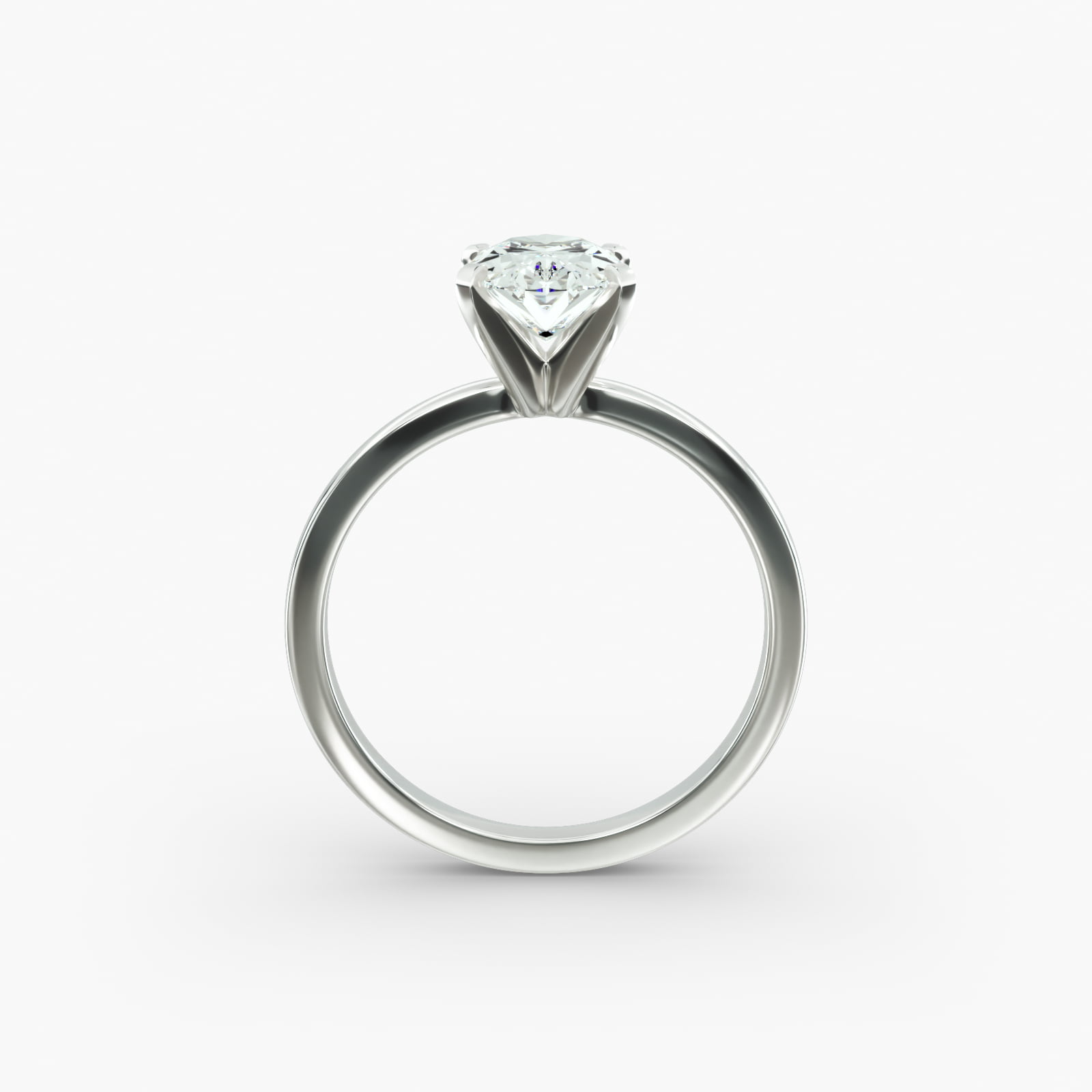 Comfort Fit Solitaire Engagement Ring In 14K White Gold