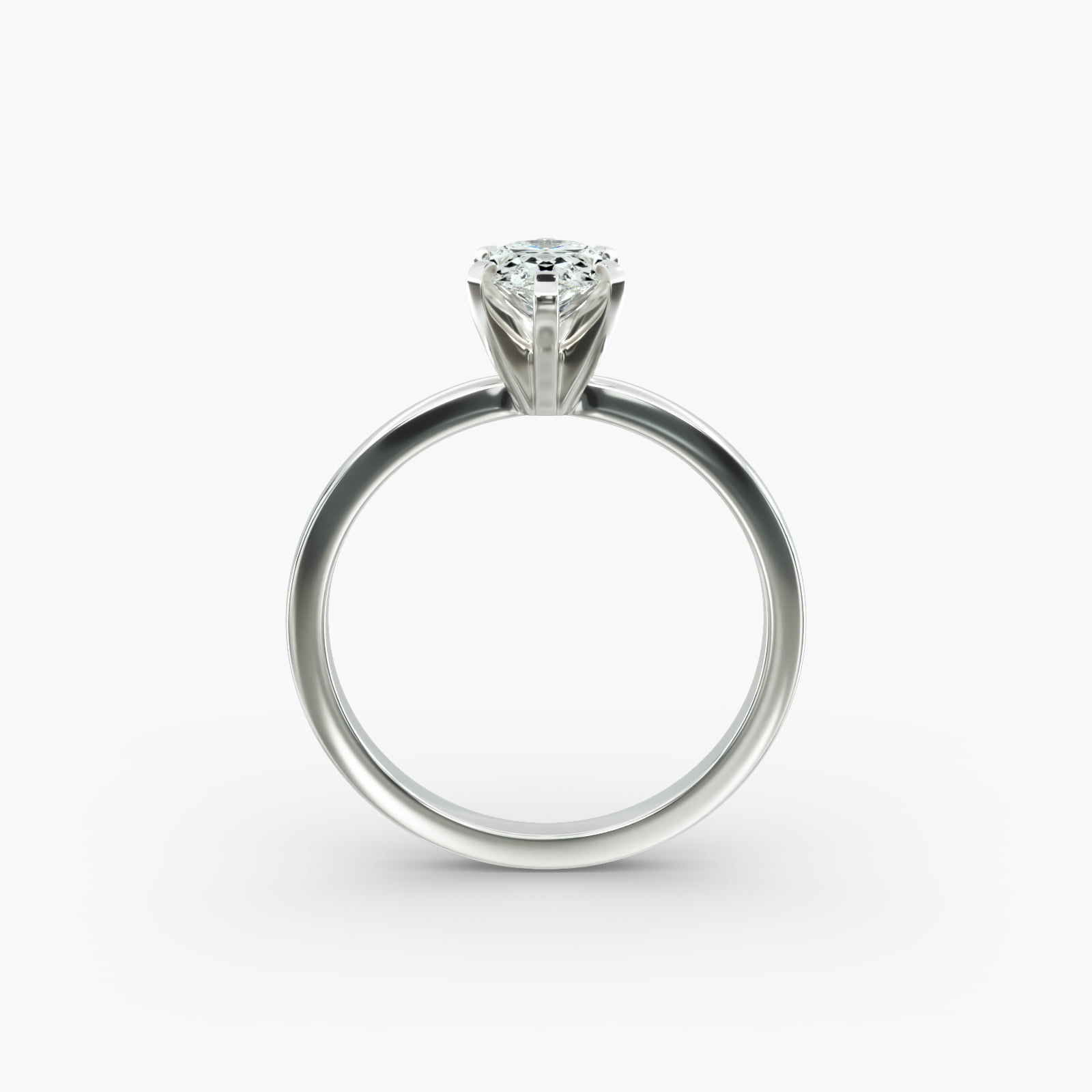 Comfort Fit Solitaire Engagement Ring In 14K White Gold