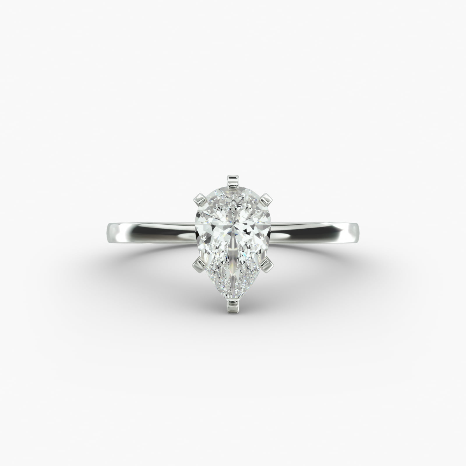 Comfort Fit Solitaire Engagement Ring In 14K White Gold