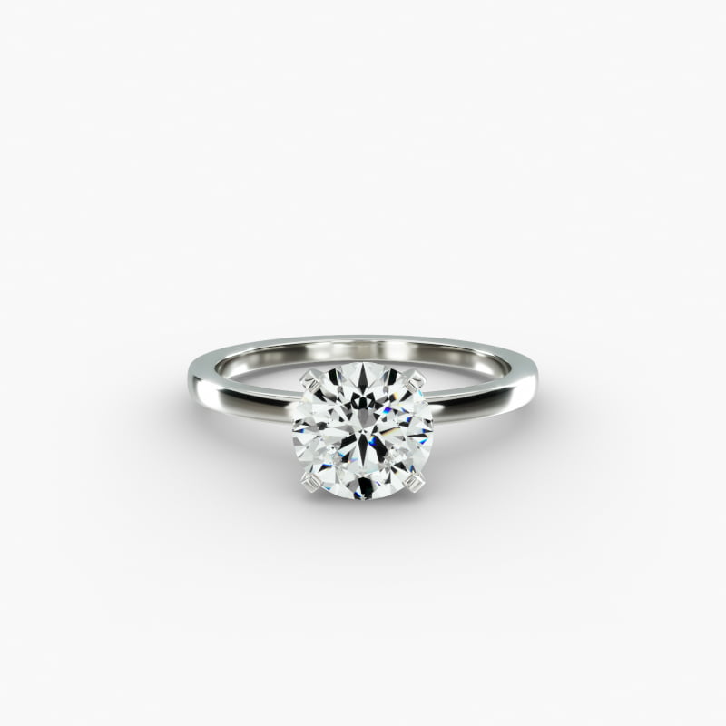 Comfort Fit Solitaire Engagement Ring In 14K White Gold