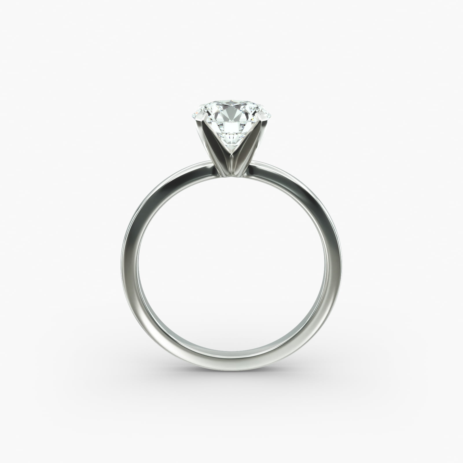 Comfort Fit Solitaire Engagement Ring In 18K White Gold