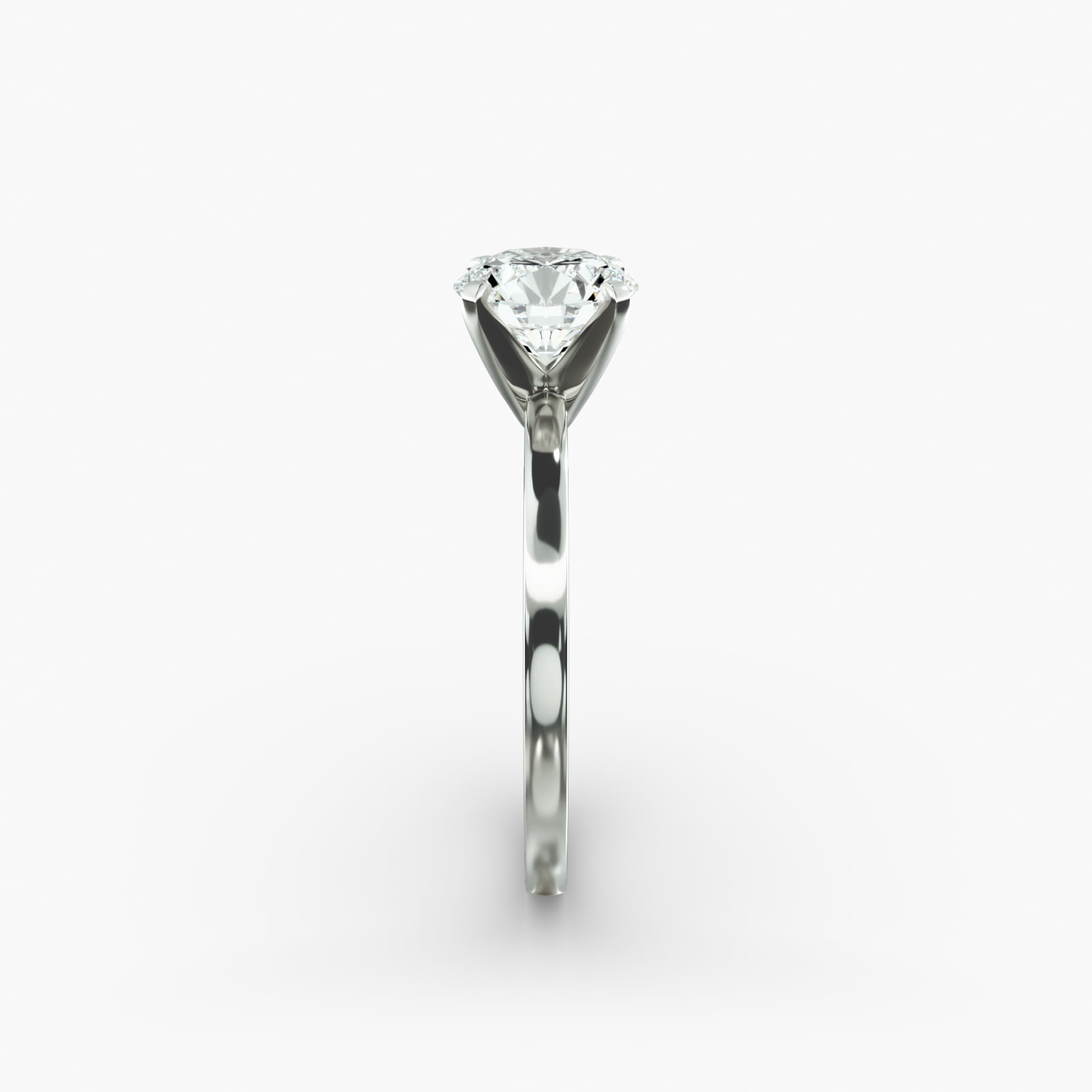 Comfort Fit Solitaire Engagement Ring In 18K White Gold
