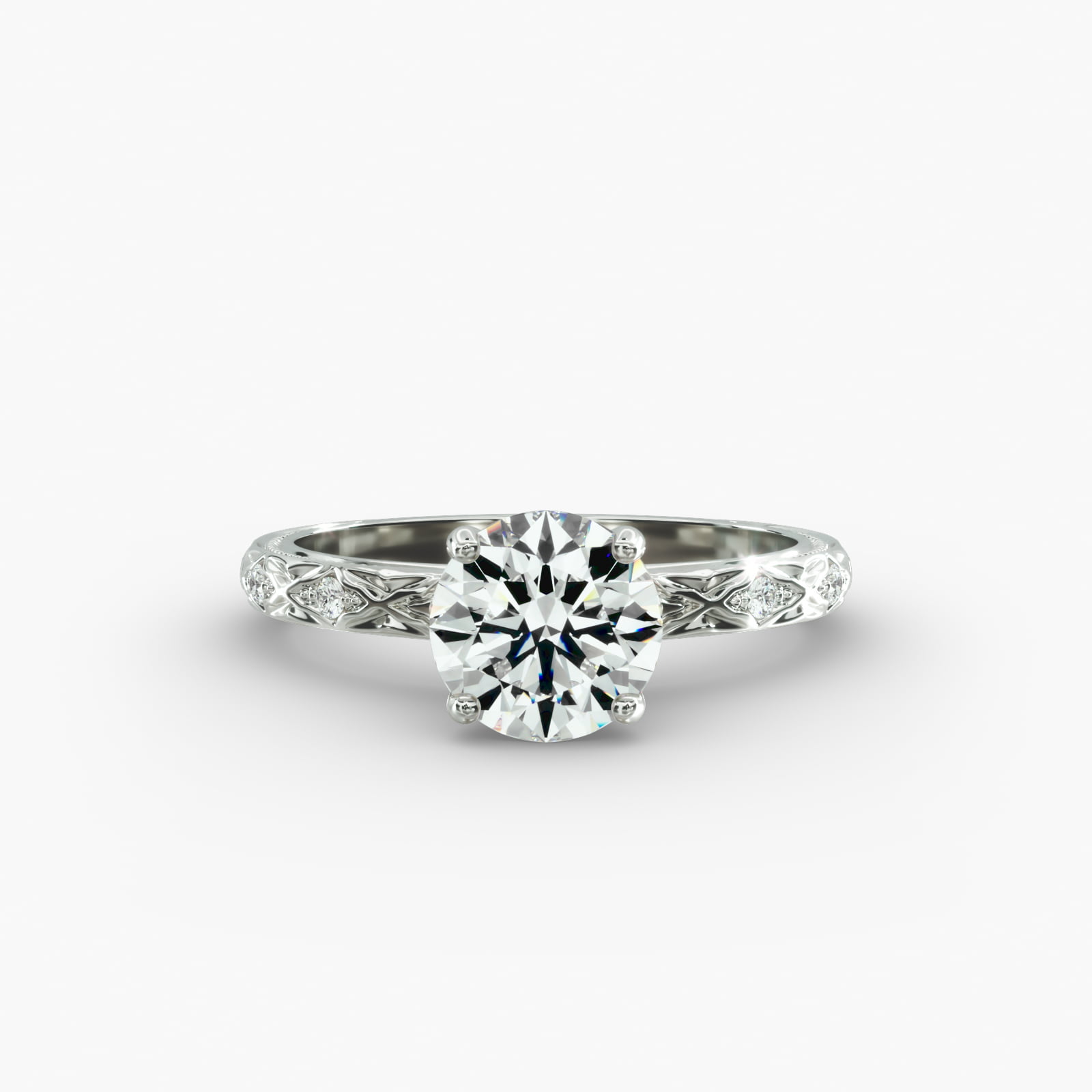 Blossom Vintage-Style Engagement Ring In 14K White Gold