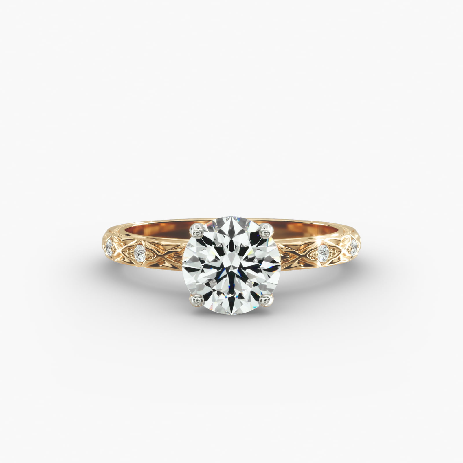 Blossom Vintage-Style Engagement Ring In 18K Yellow Gold