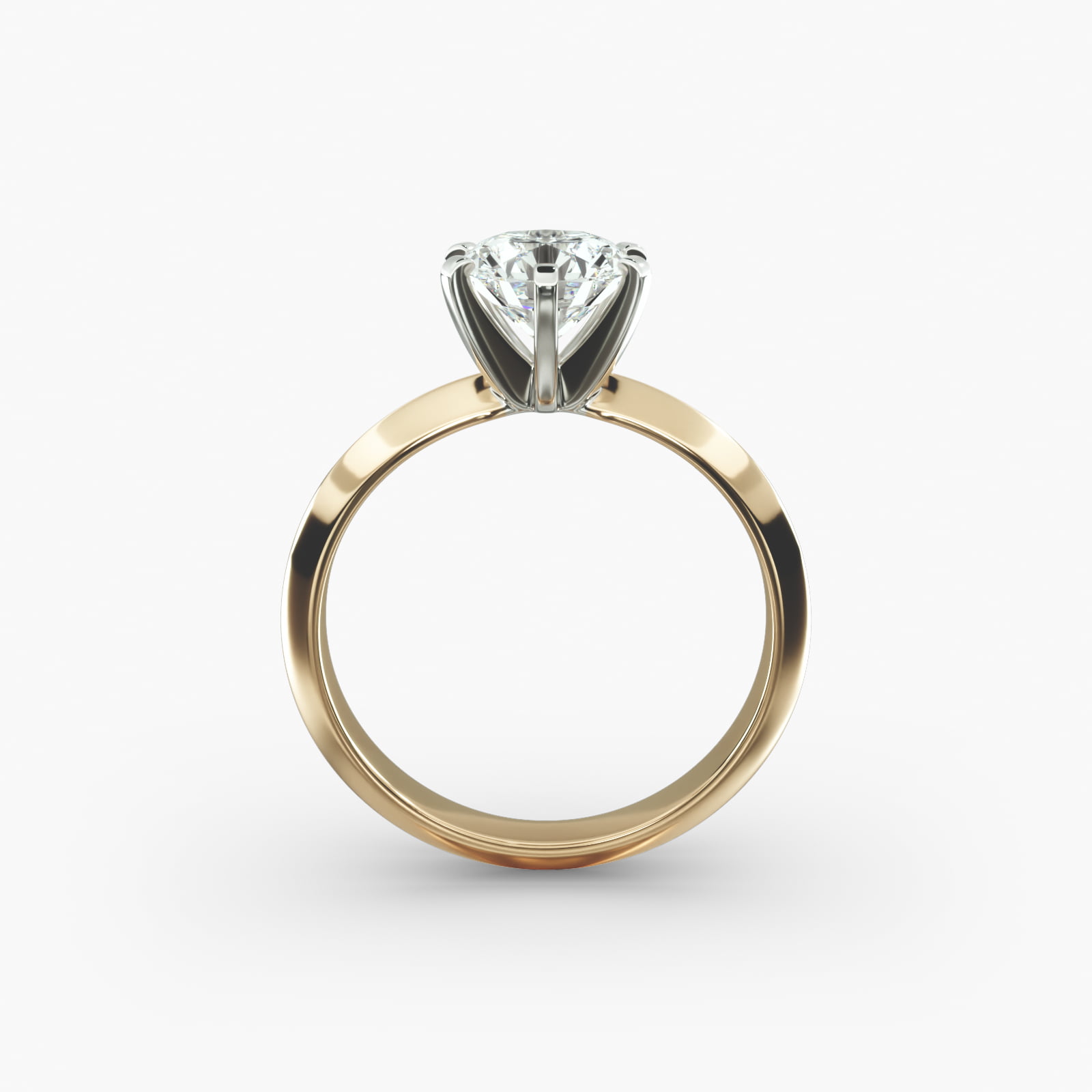 Knife Edge Six Prong Solitaire Engagement Ring In 14K Yellow Gold