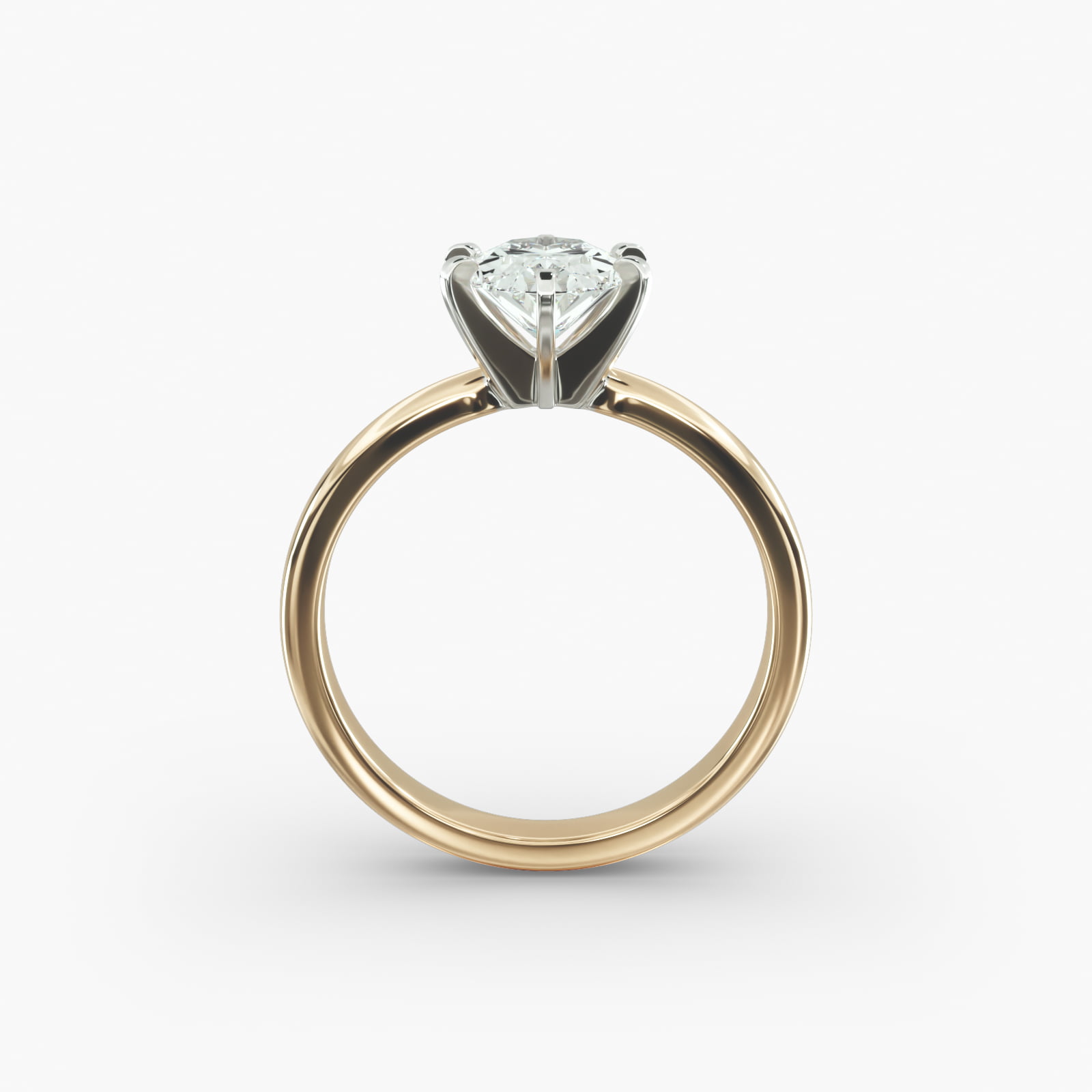Comfort Fit Six Prong Solitaire Engagement Ring In 14K Yellow Gold