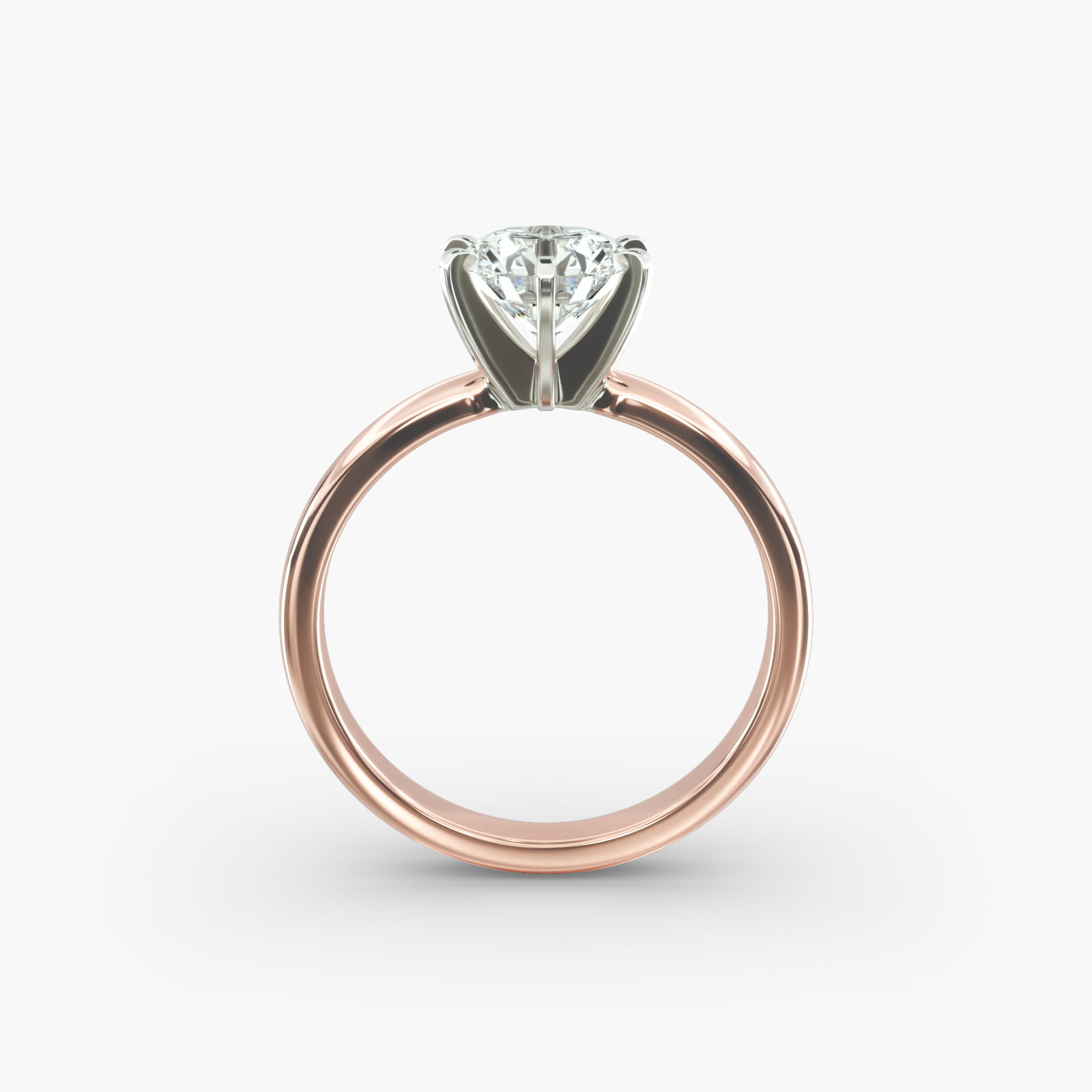 Comfort Fit Six Prong Solitaire Engagement Ring In 14K Rose Gold