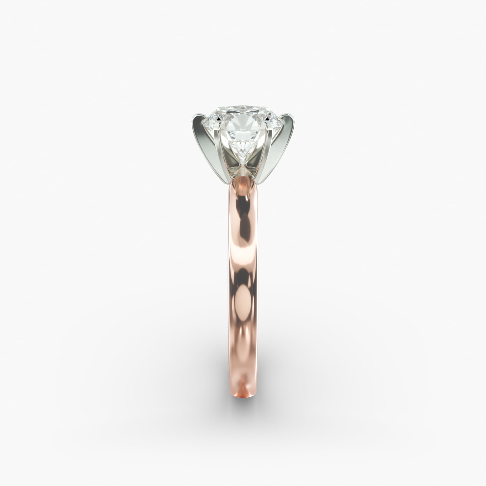 Comfort Fit Six Prong Solitaire Engagement Ring In 14K Rose Gold