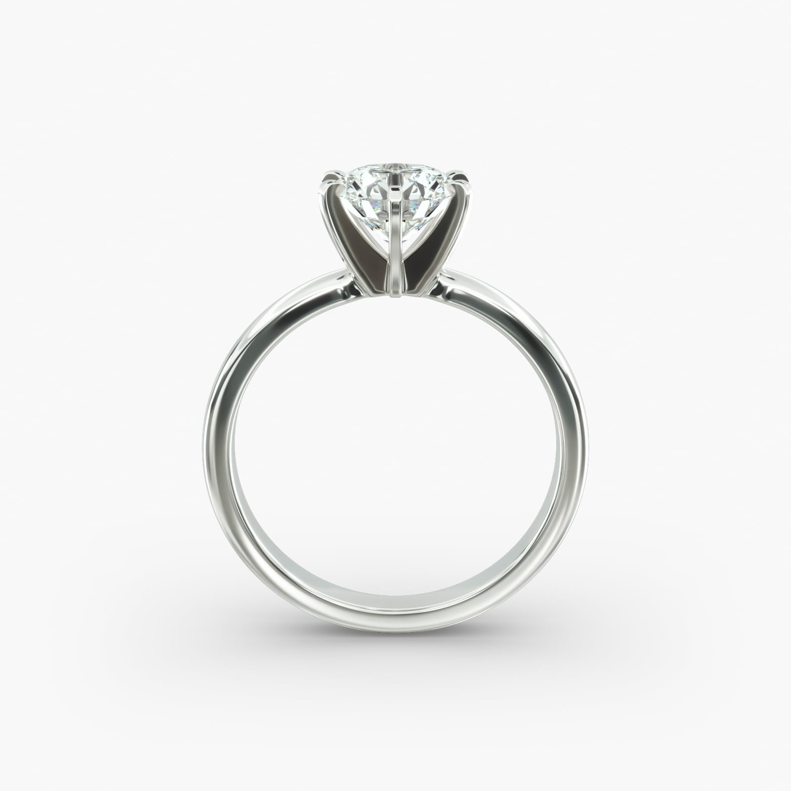 Comfort Fit Six Prong Solitaire Engagement Ring In 14K White Gold