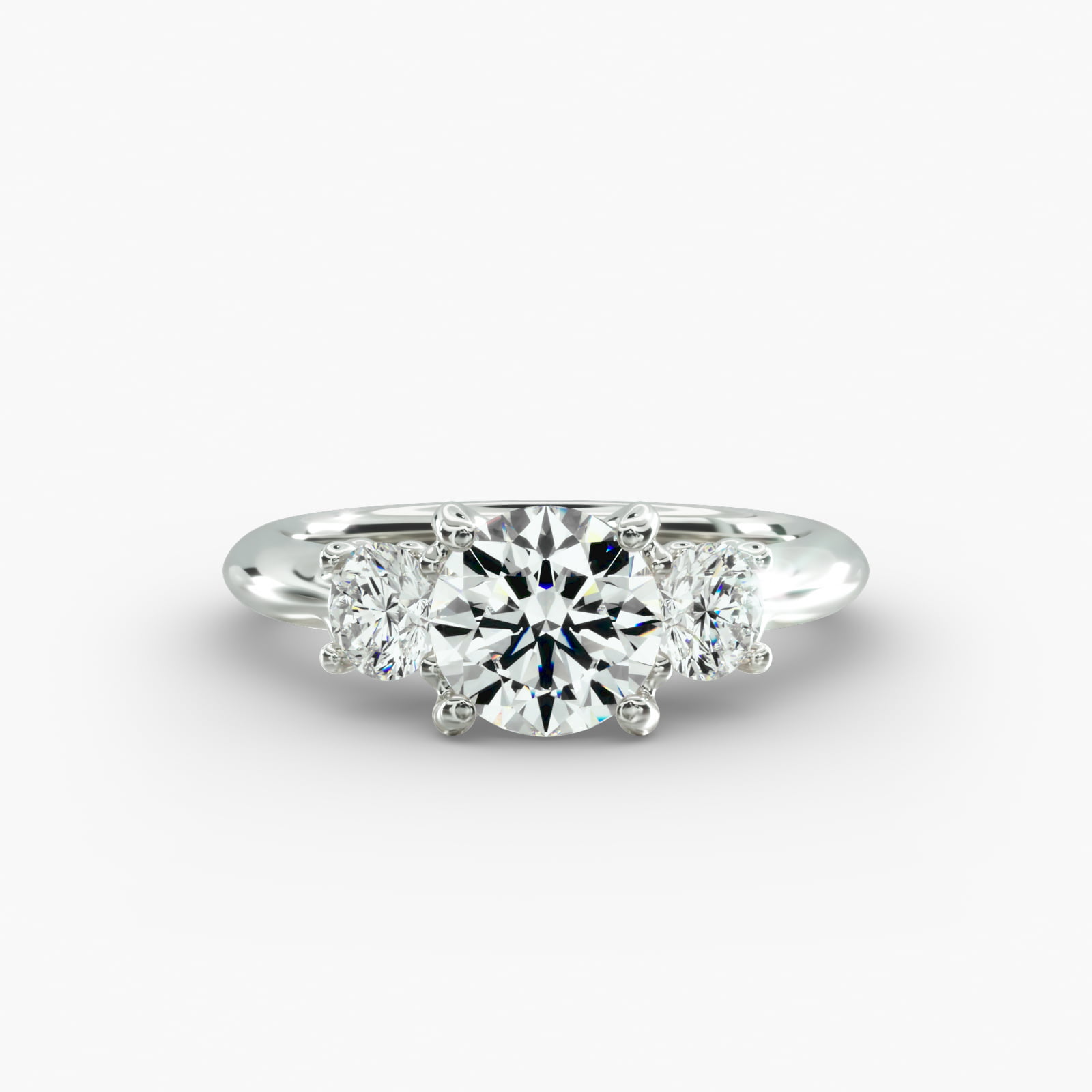 Diamond Three Stone Engagement Ring With Scroll Undergallery In 14K White Gold