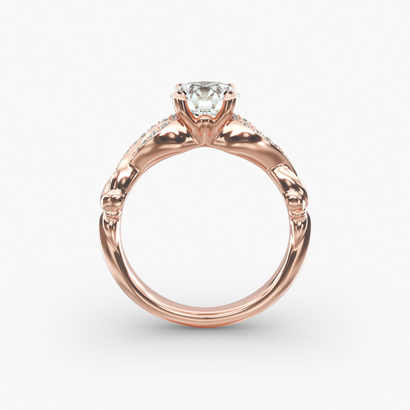 Pavé Crossover Diamond Engagement Ring In 14K Rose Gold