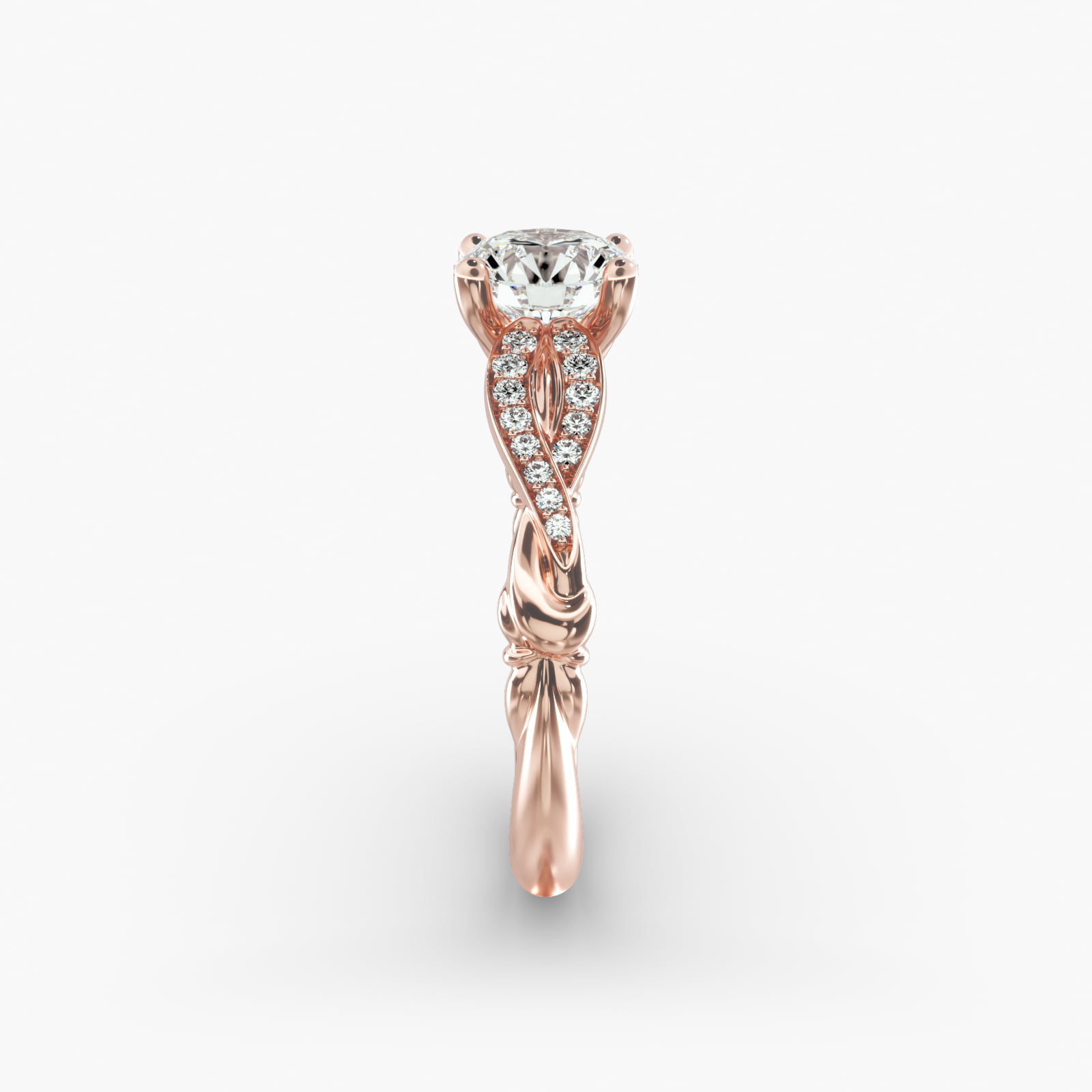 Pavé Crossover Diamond Engagement Ring In 14K Rose Gold