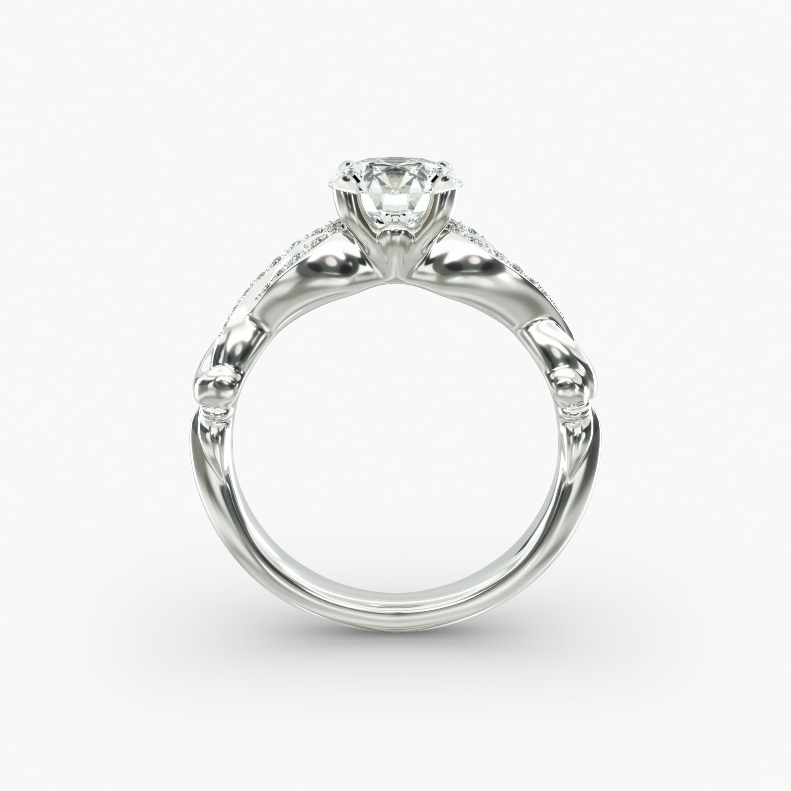 Pavé Crossover Diamond Engagement Ring In 14K White Gold