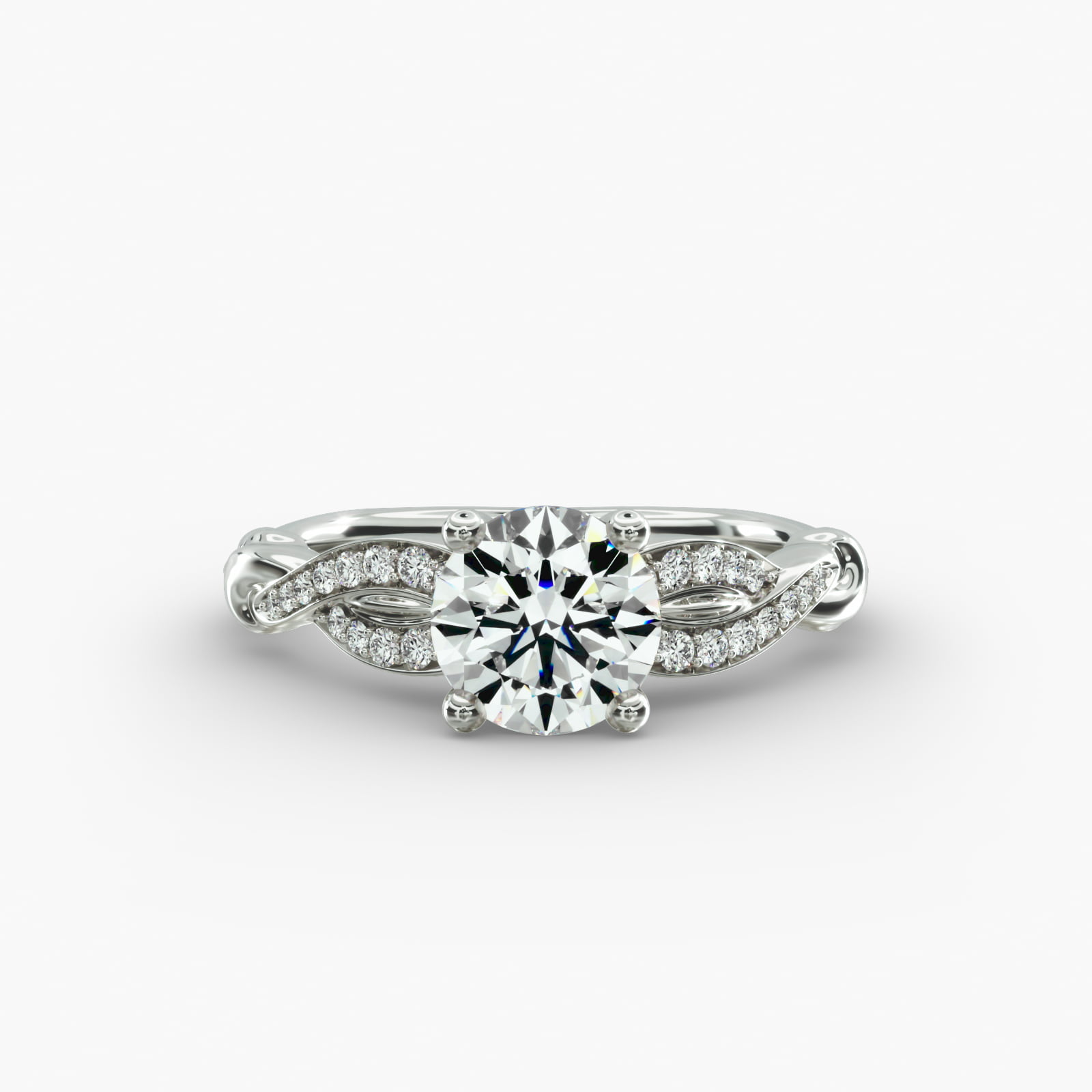Pavé Crossover Diamond Engagement Ring In 14K White Gold