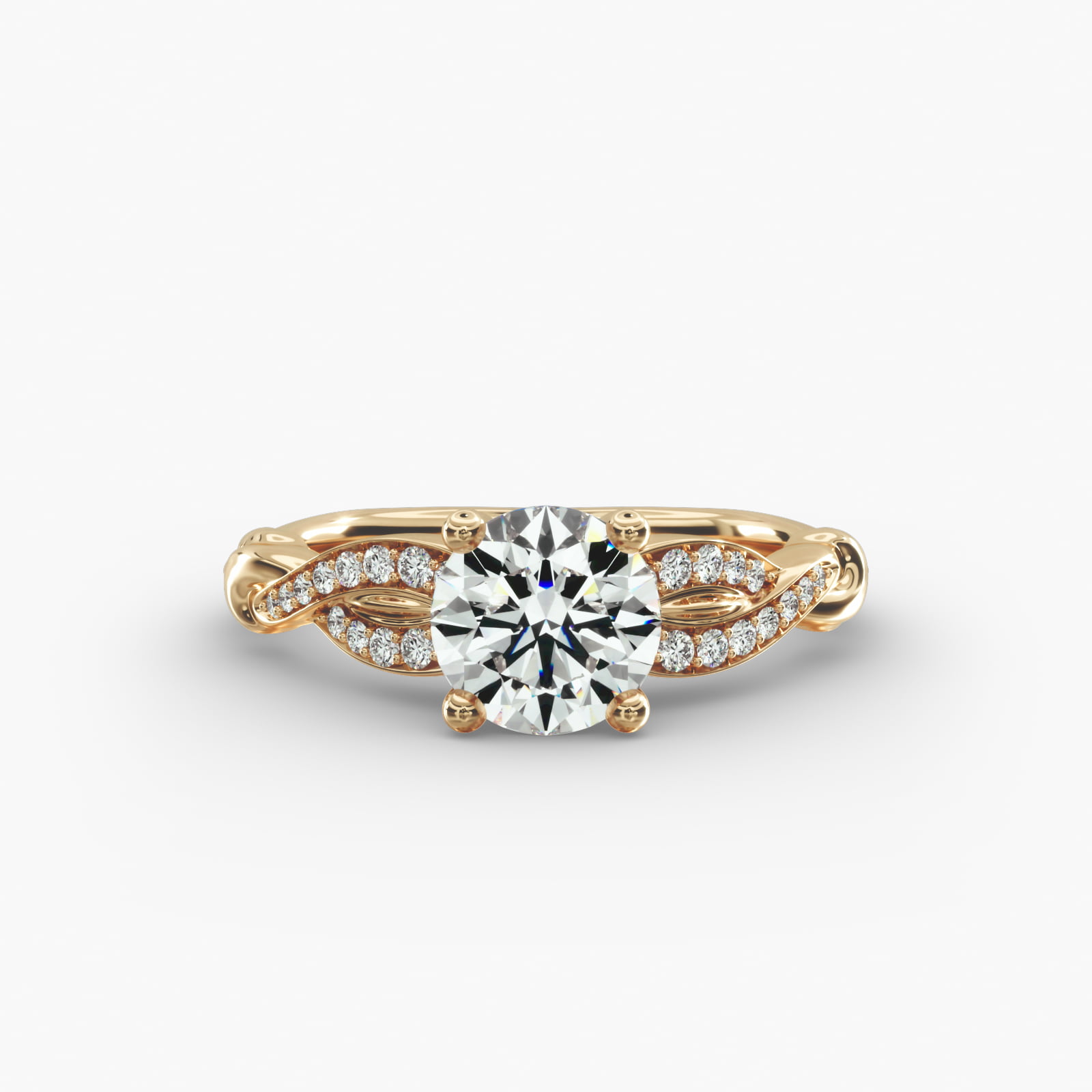 Pavé Crossover Diamond Engagement Ring In 14K Yellow Gold