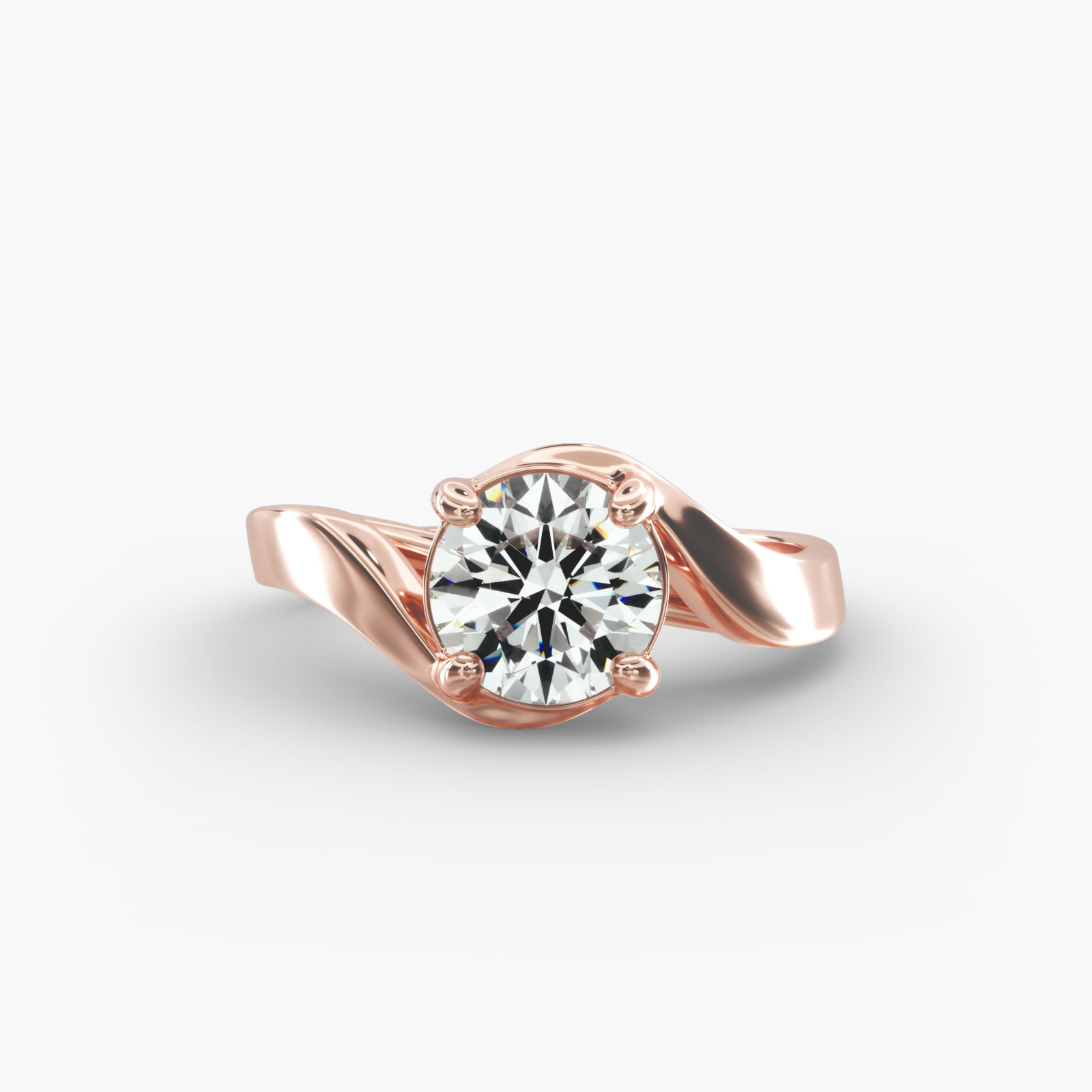 Bypass Solitaire Engagement Ring In 14K Rose Gold