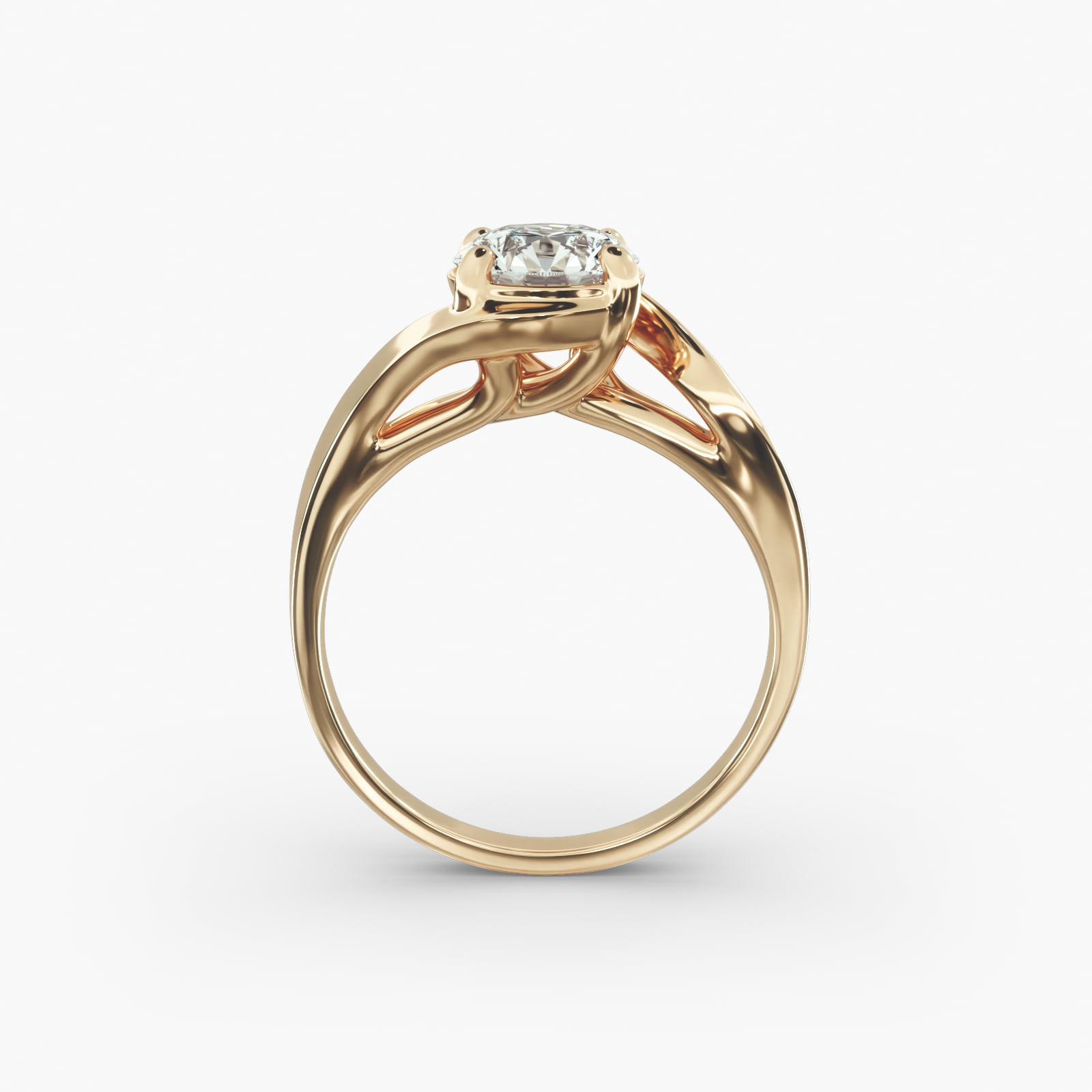 Bypass Solitaire Engagement Ring In 18K Yellow Gold