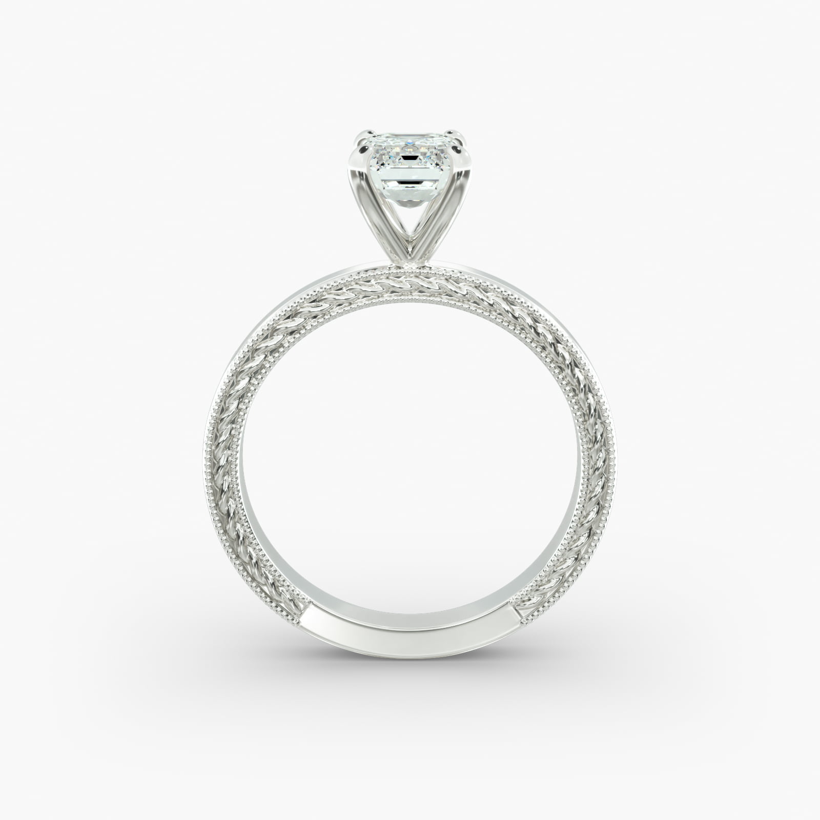 Etched Profile Solitaire Engagement Ring In Platinum