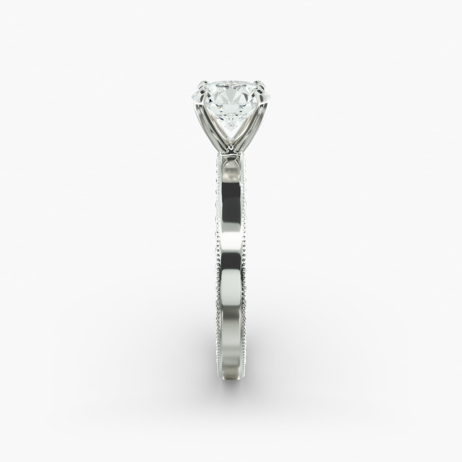 Etched Profile Solitaire Engagement Ring In Platinum