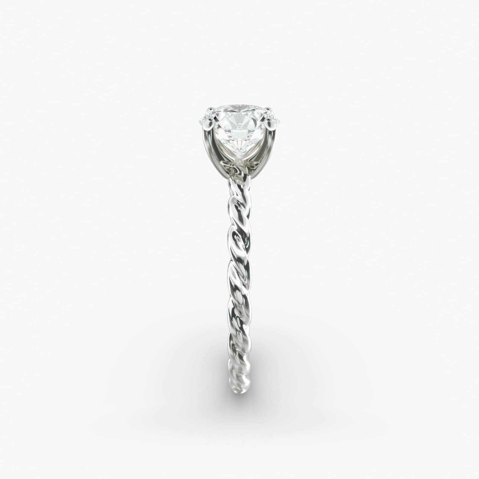 Cable Solitaire Engagement Ring In Platinum