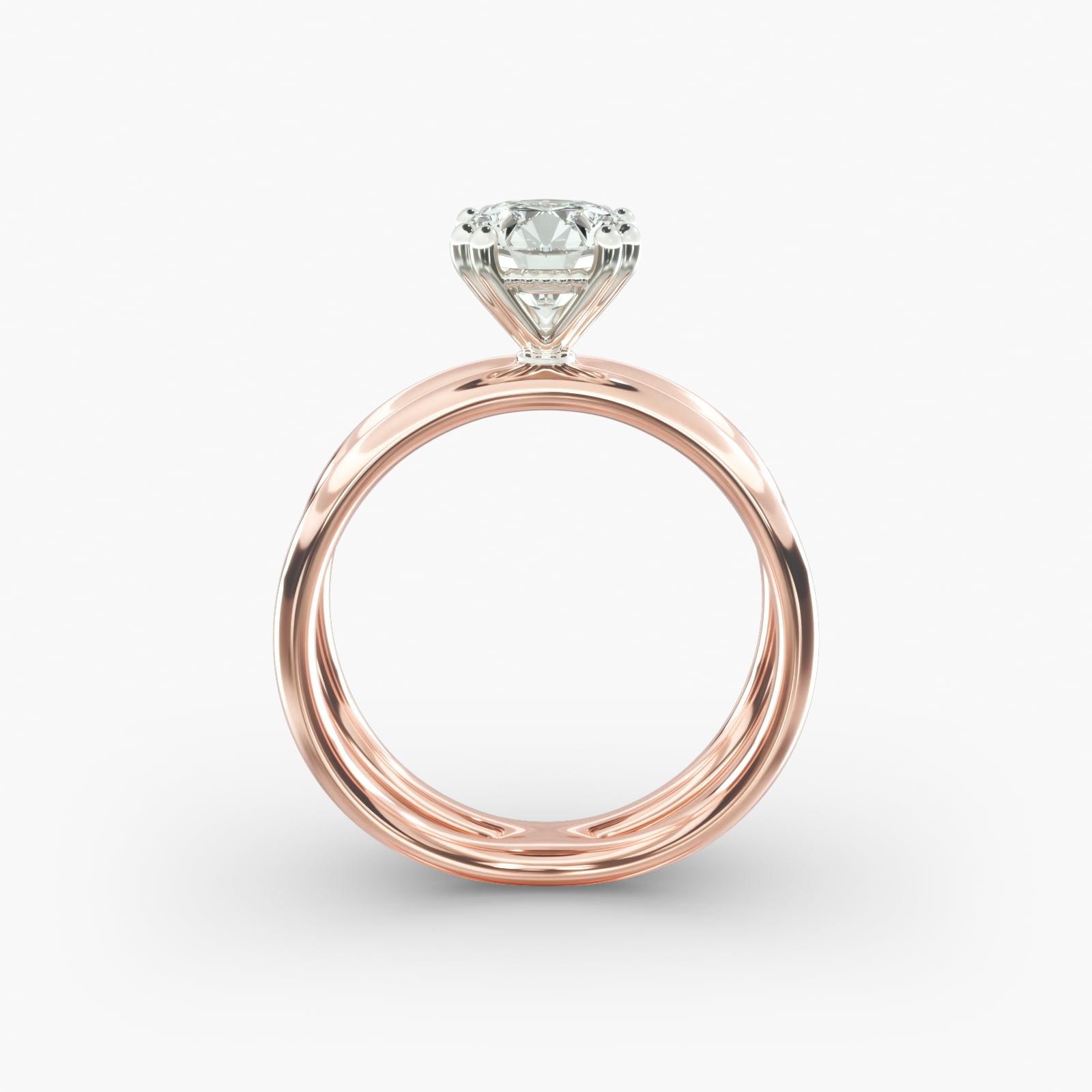 Criss Cross Solitaire Engagement Ring In 14K Rose Gold