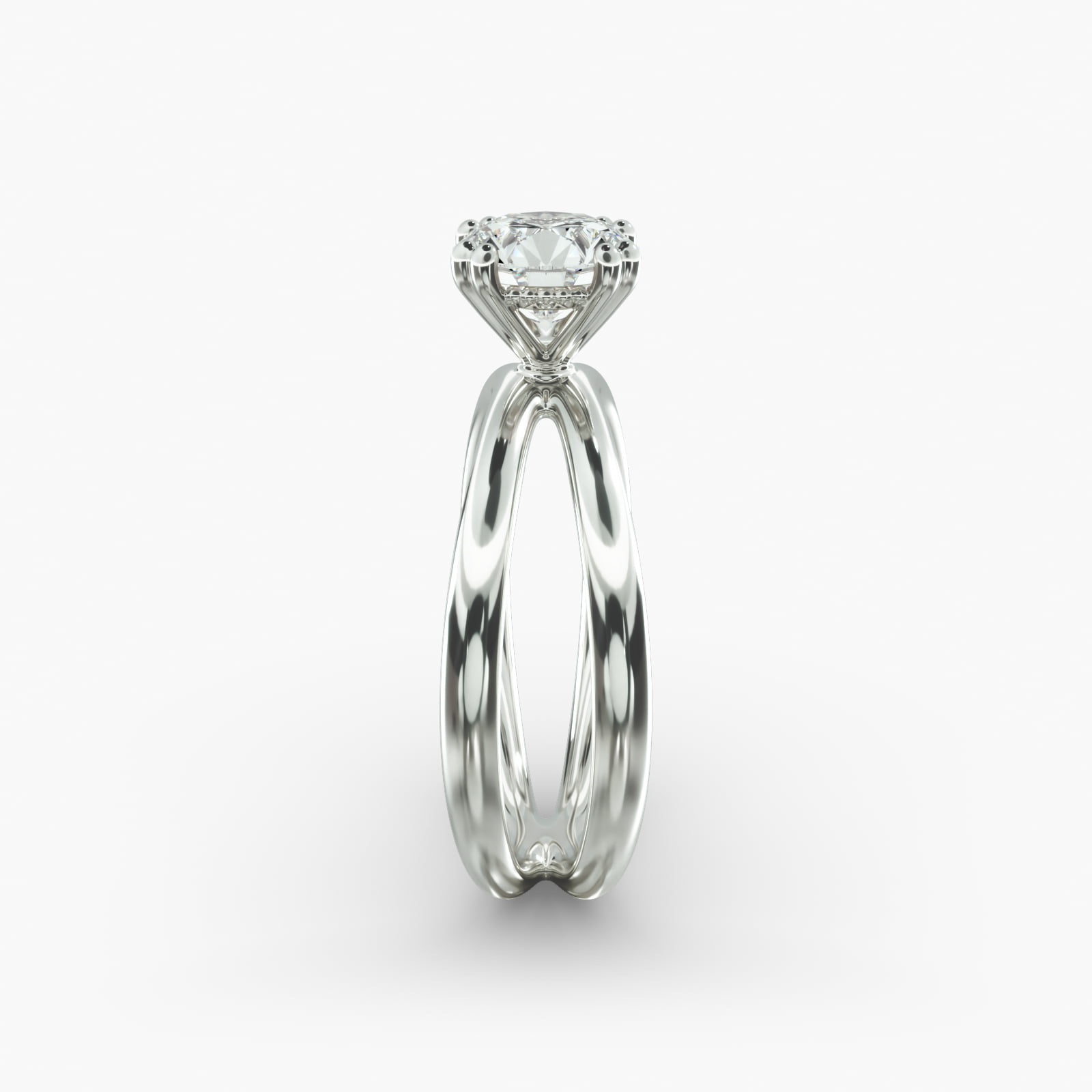 Criss Cross Solitaire Engagement Ring In Platinum