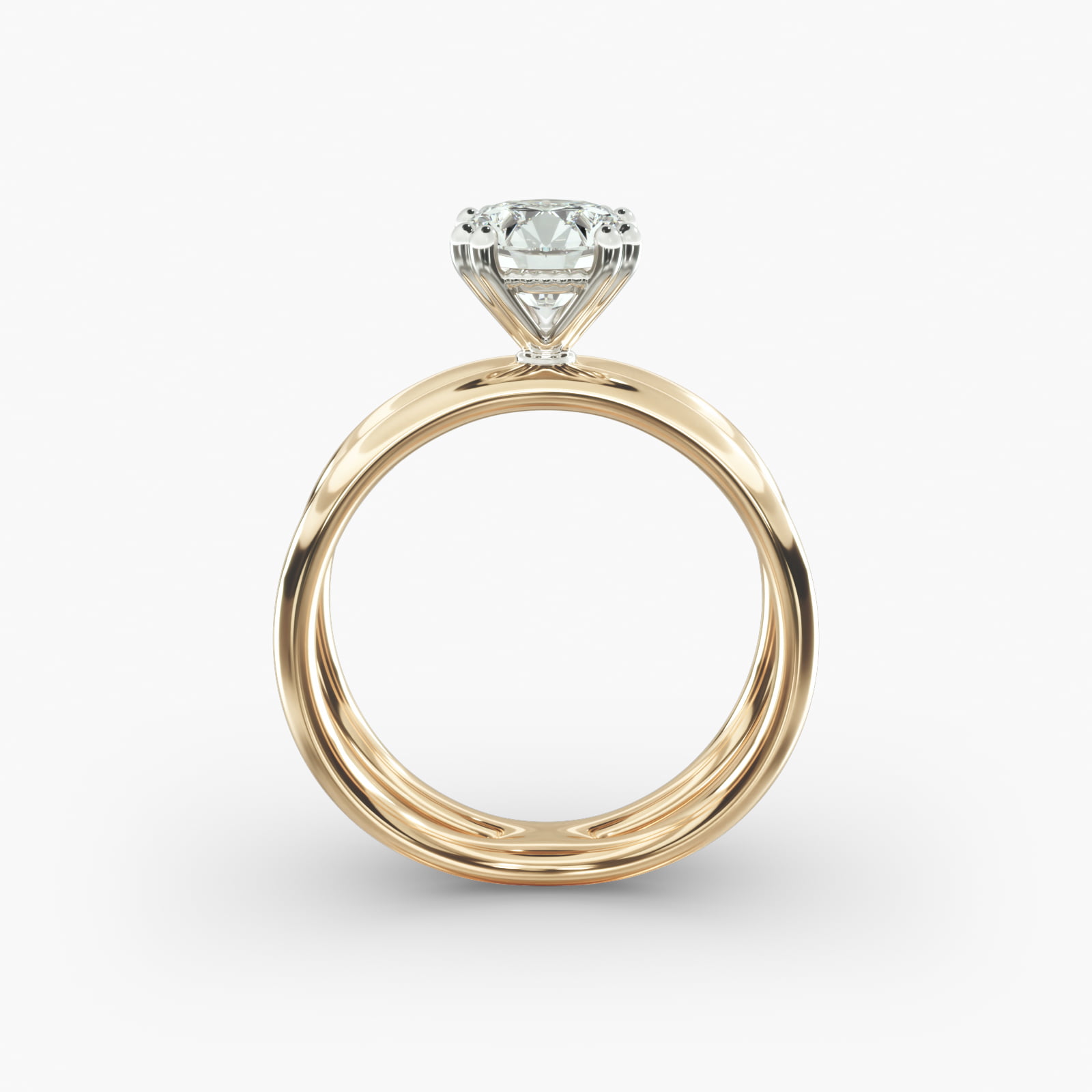 Criss Cross Solitaire Engagement Ring In 18K Yellow Gold