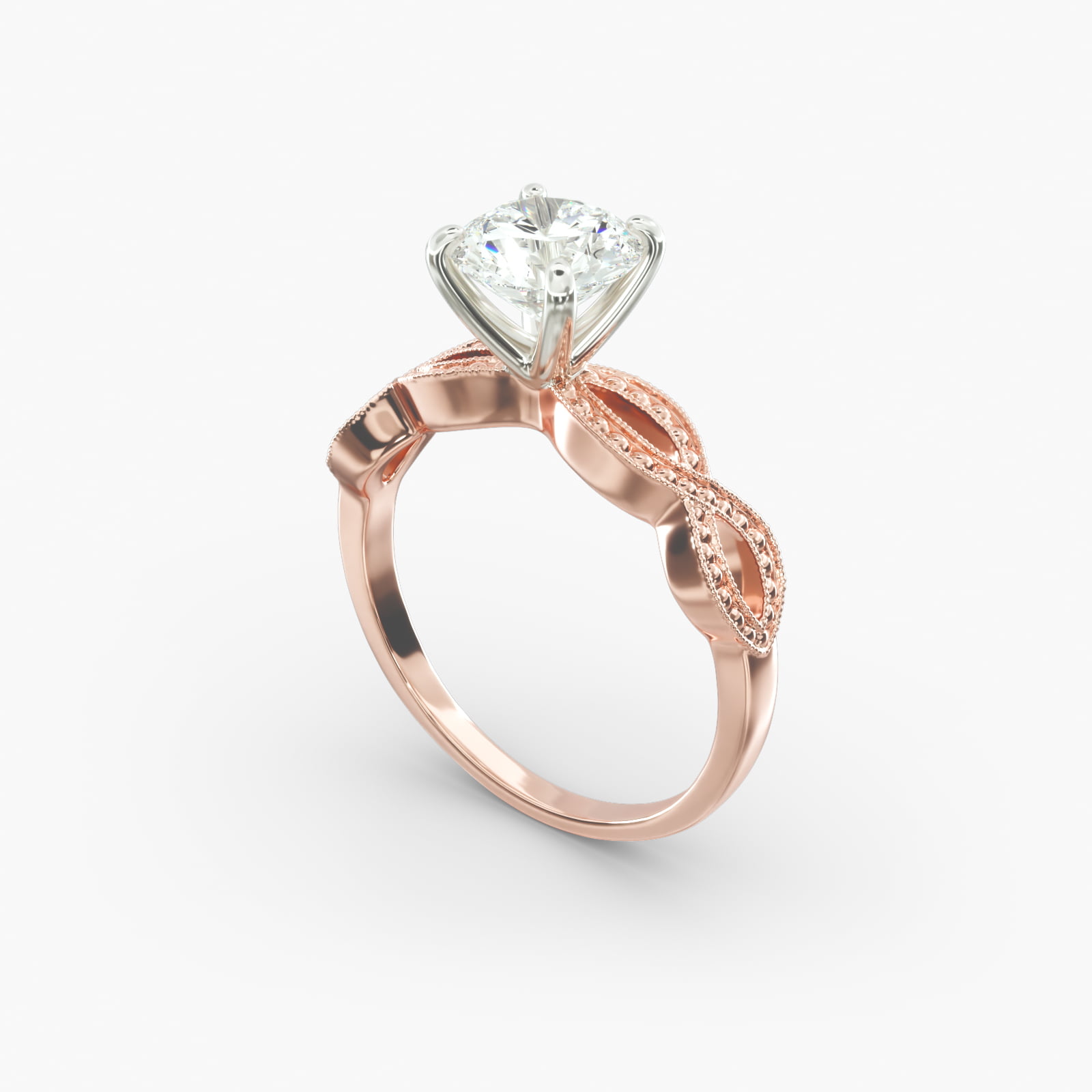 Infinity Vintage-Style Engagement Ring In 14K Rose Gold-17985r14