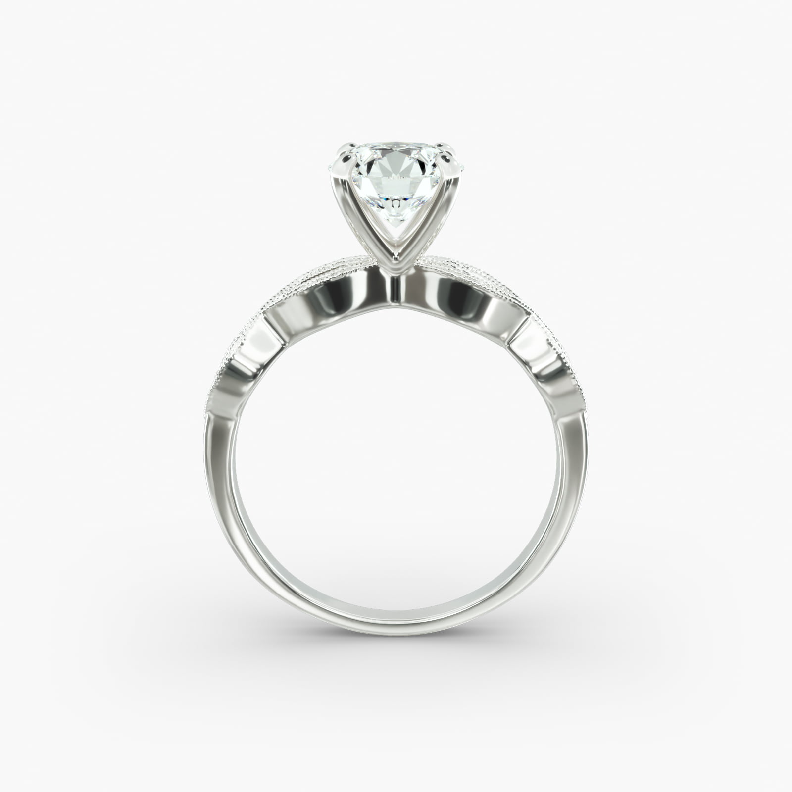 Infinity Vintage-Style Engagement Ring In 14K White Gold
