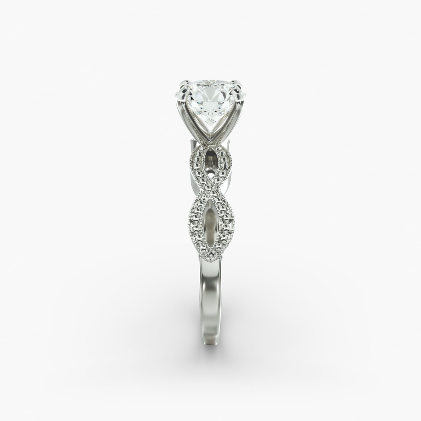 Infinity Vintage-Style Engagement Ring In 14K White Gold