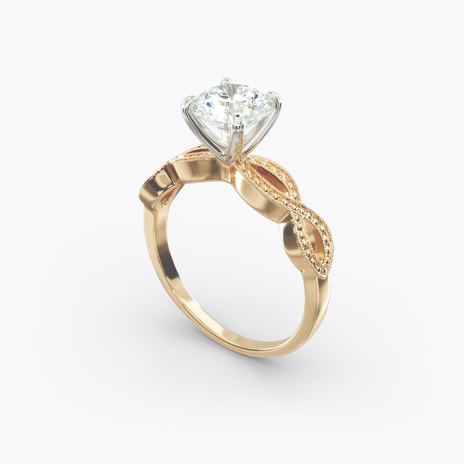 Infinity Vintage-Style Engagement Ring In 18K Yellow Gold-17985y