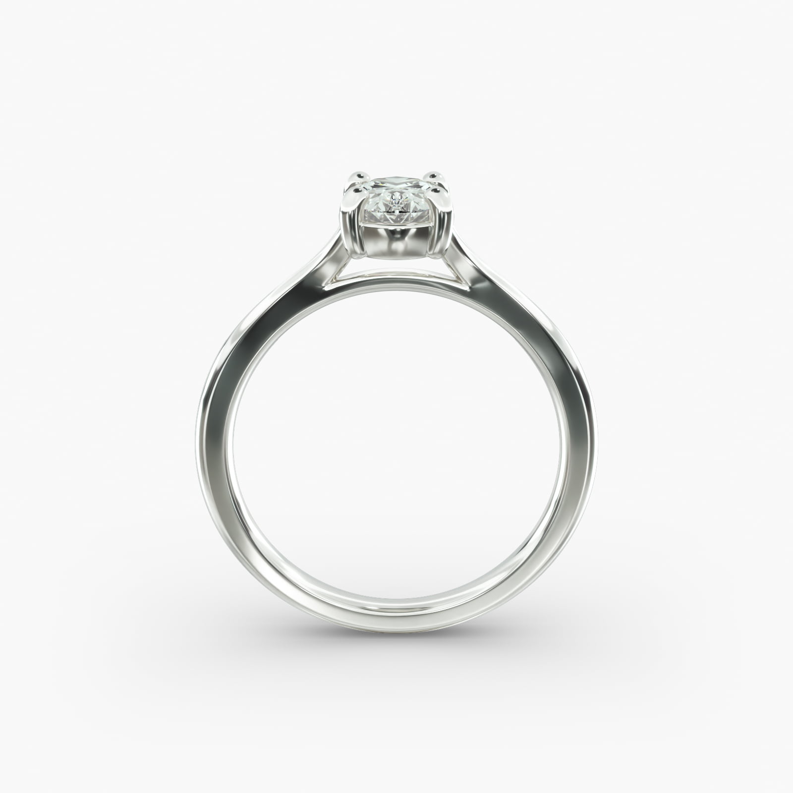 Classic Split Shank Solitaire Engagement Ring In 14K White Gold