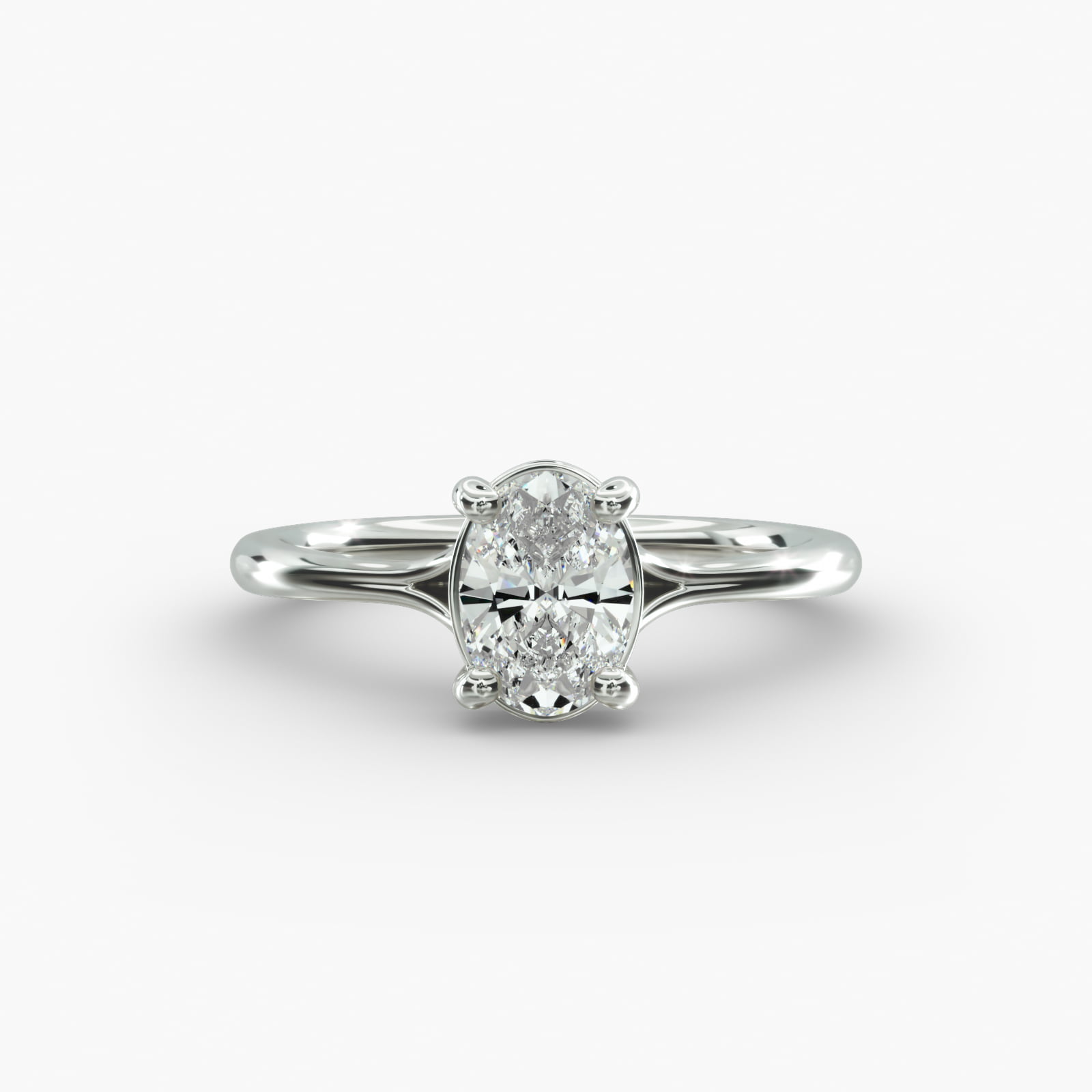 Classic Split Shank Solitaire Engagement Ring In 14K White Gold