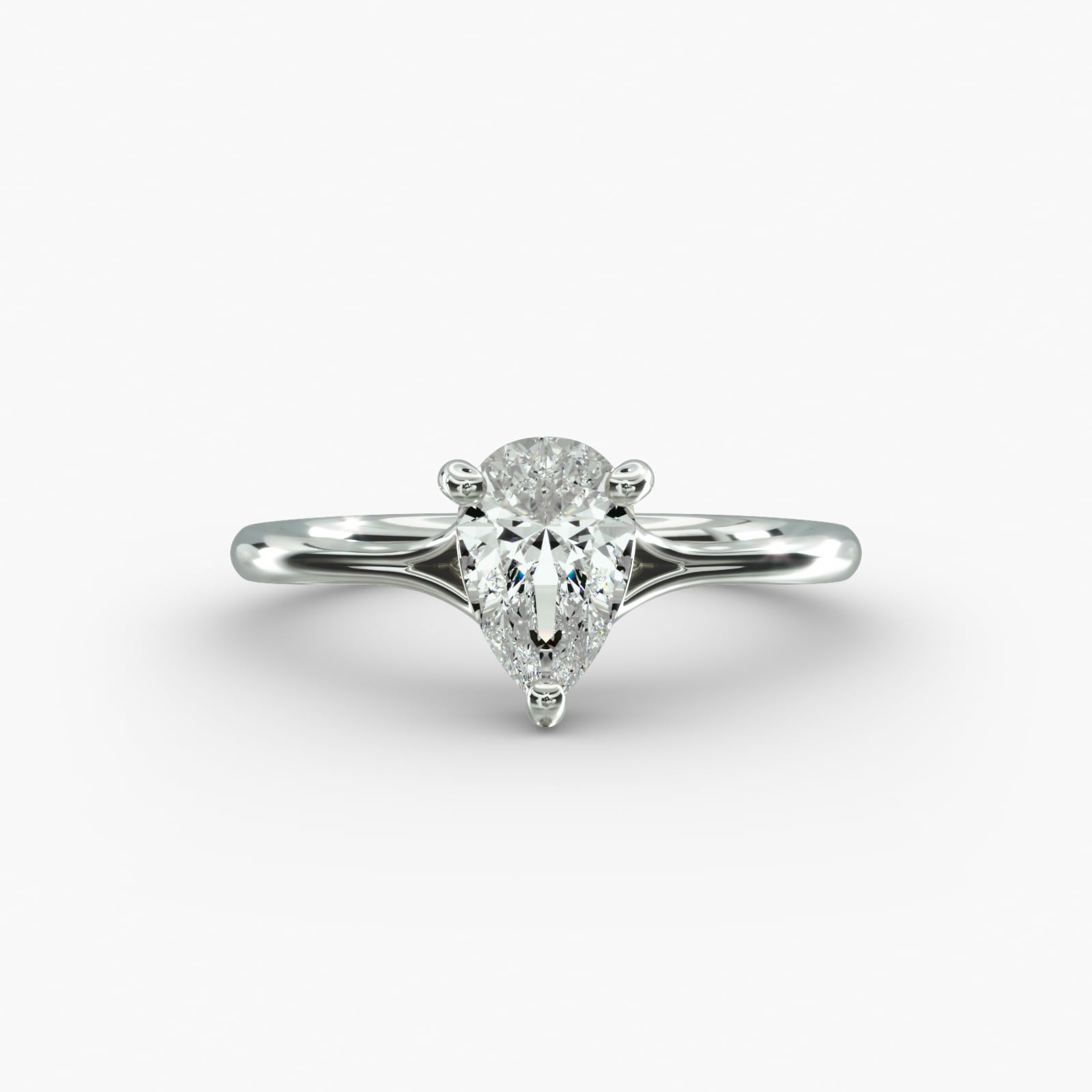 Classic Split Shank Solitaire Engagement Ring In 14K White Gold