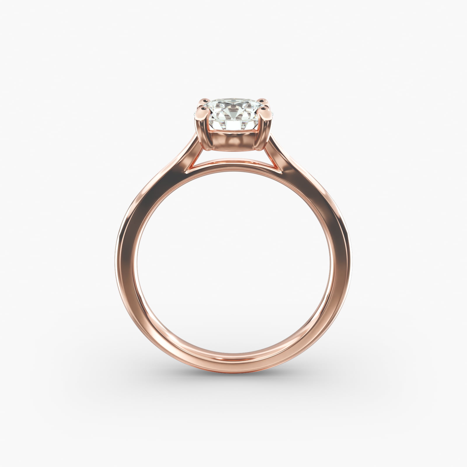 Classic Split Shank Solitaire Engagement Ring In 14K Rose Gold