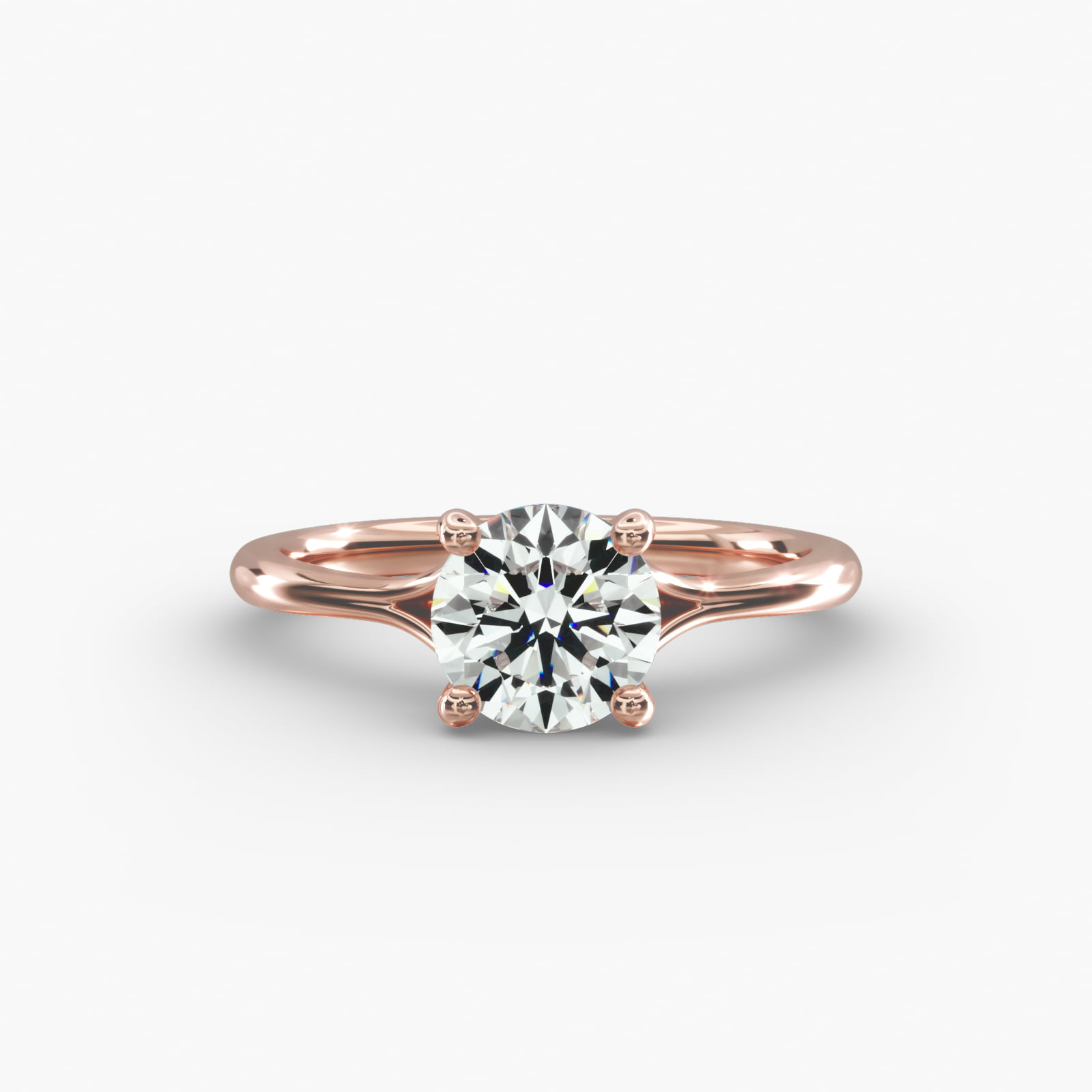 Classic Split Shank Solitaire Engagement Ring In 14K Rose Gold