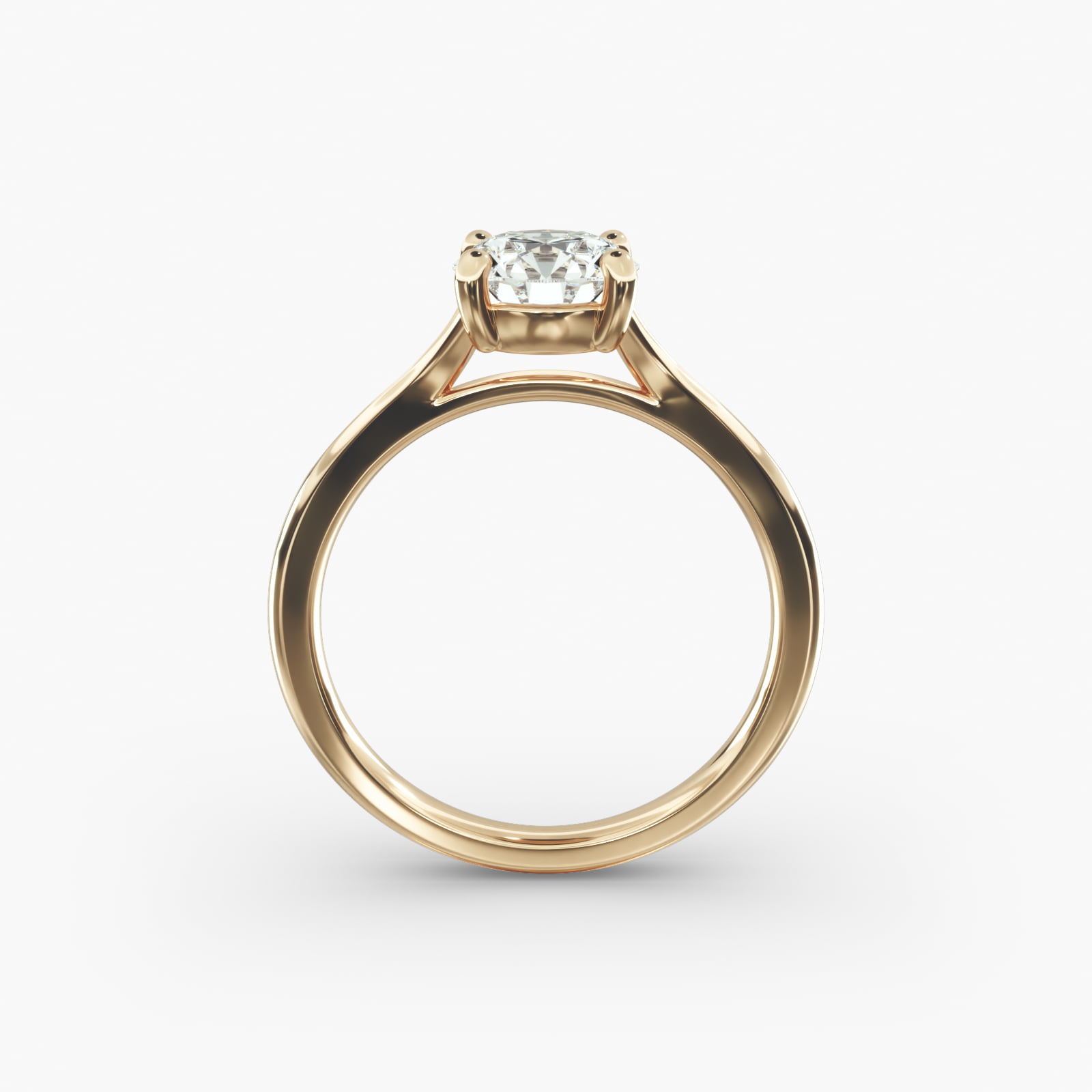 Classic Split Shank Solitaire Engagement Ring In 18K Yellow Gold