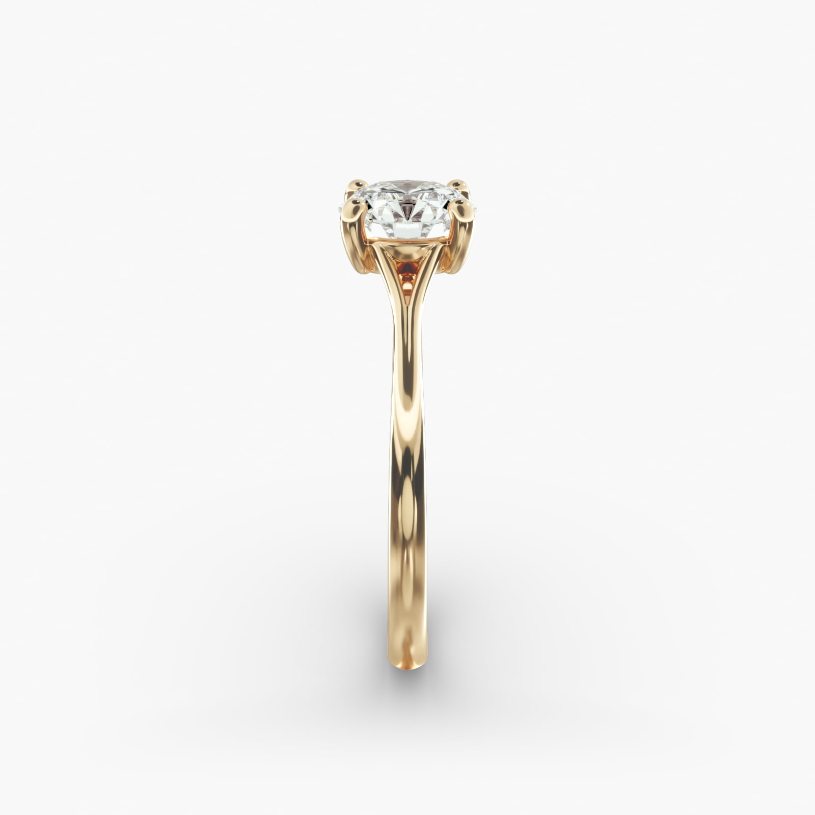 Classic Split Shank Solitaire Engagement Ring In 18K Yellow Gold