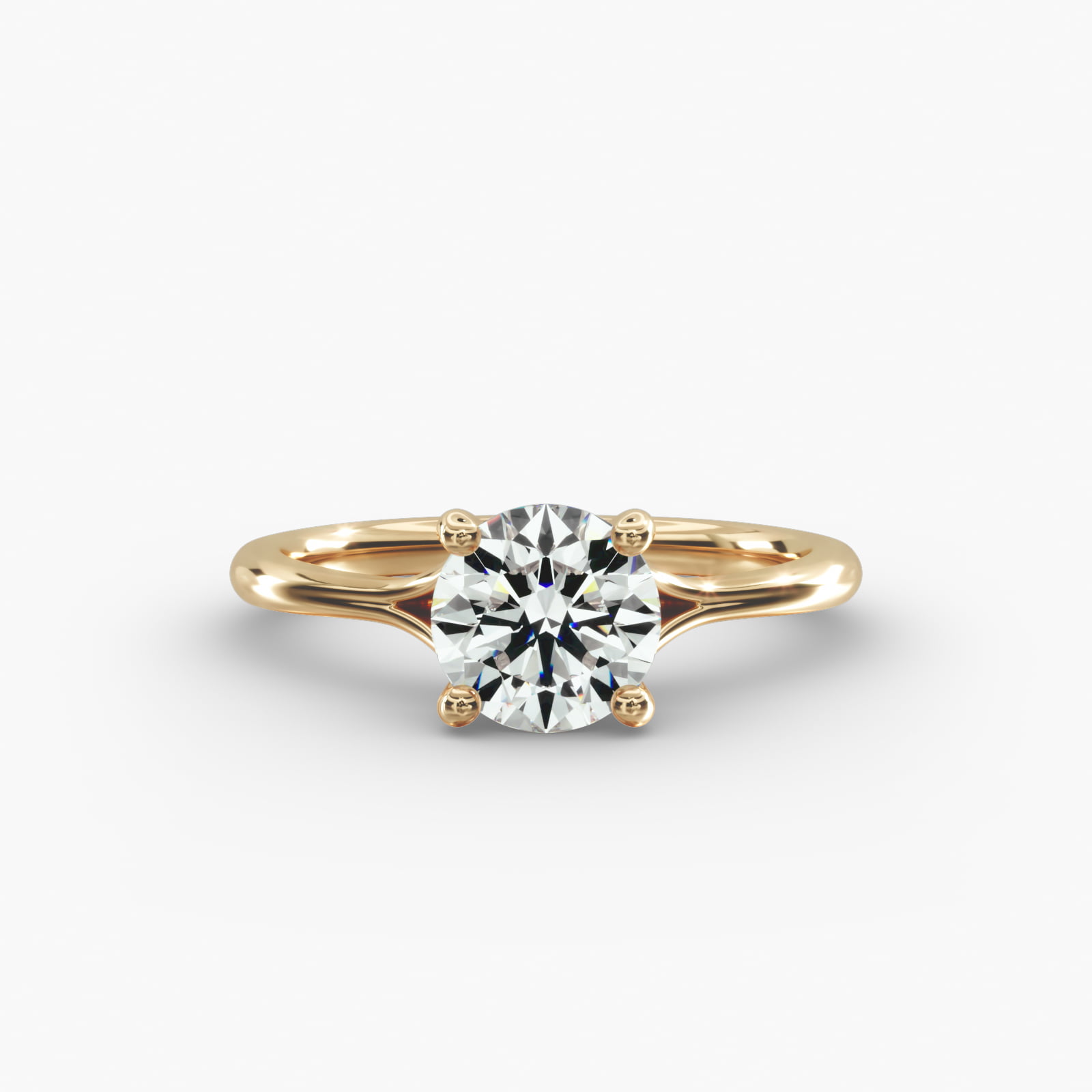 Classic Split Shank Solitaire Engagement Ring In 18K Yellow Gold