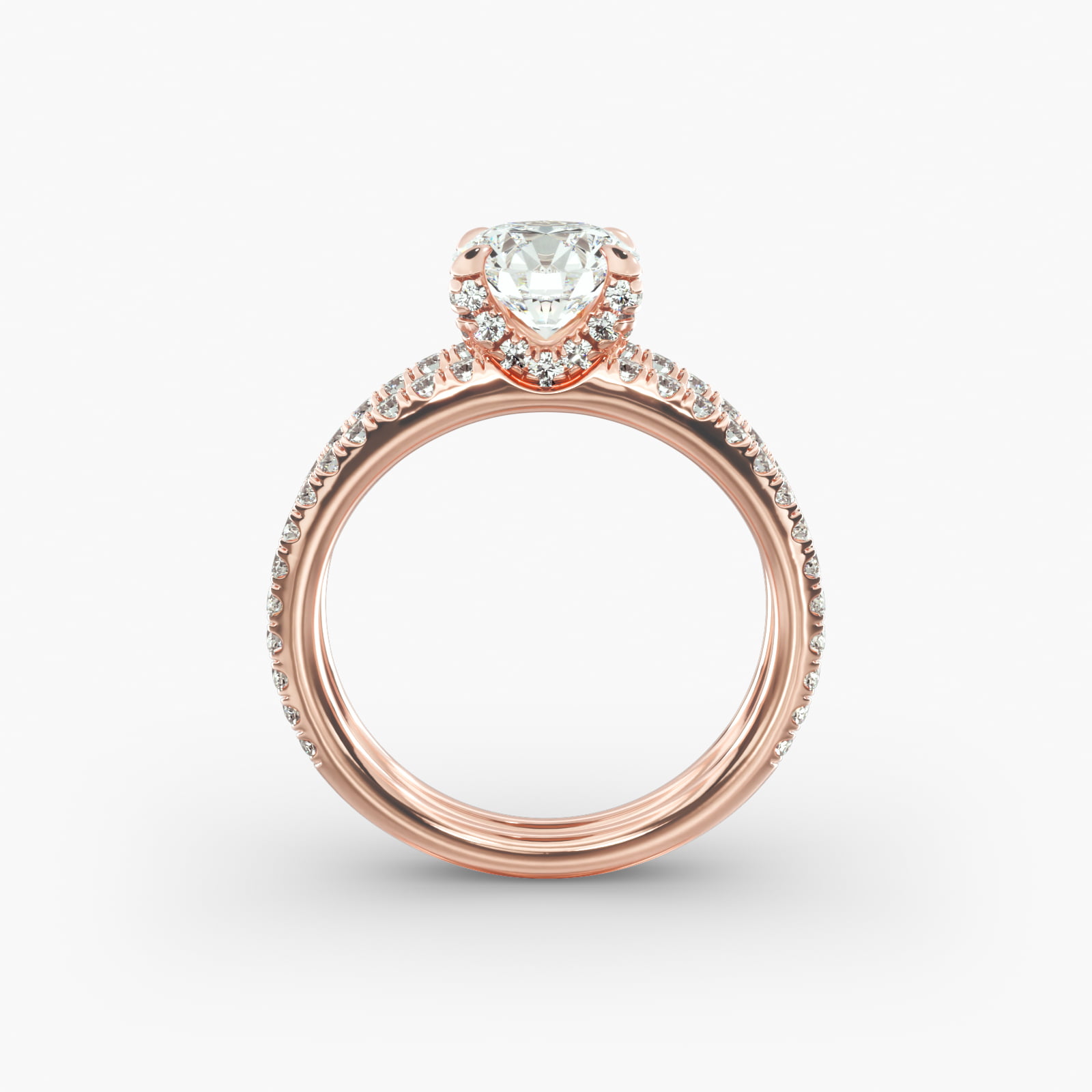Pavé Split Shank Contour Diamond Engagement Ring In 14K Rose Gold
