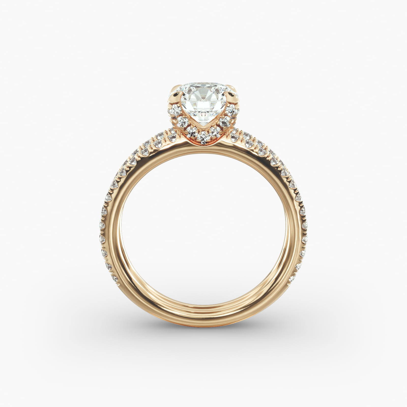 Pavé Split Shank Contour Diamond Engagement Ring In 14K Yellow Gold
