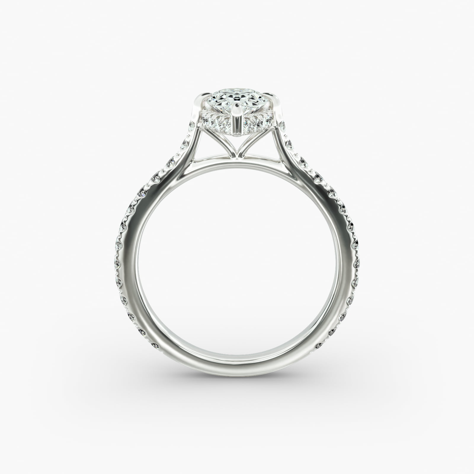 Cathedral Pavé Crown Diamond Engagement Ring In Platinum
