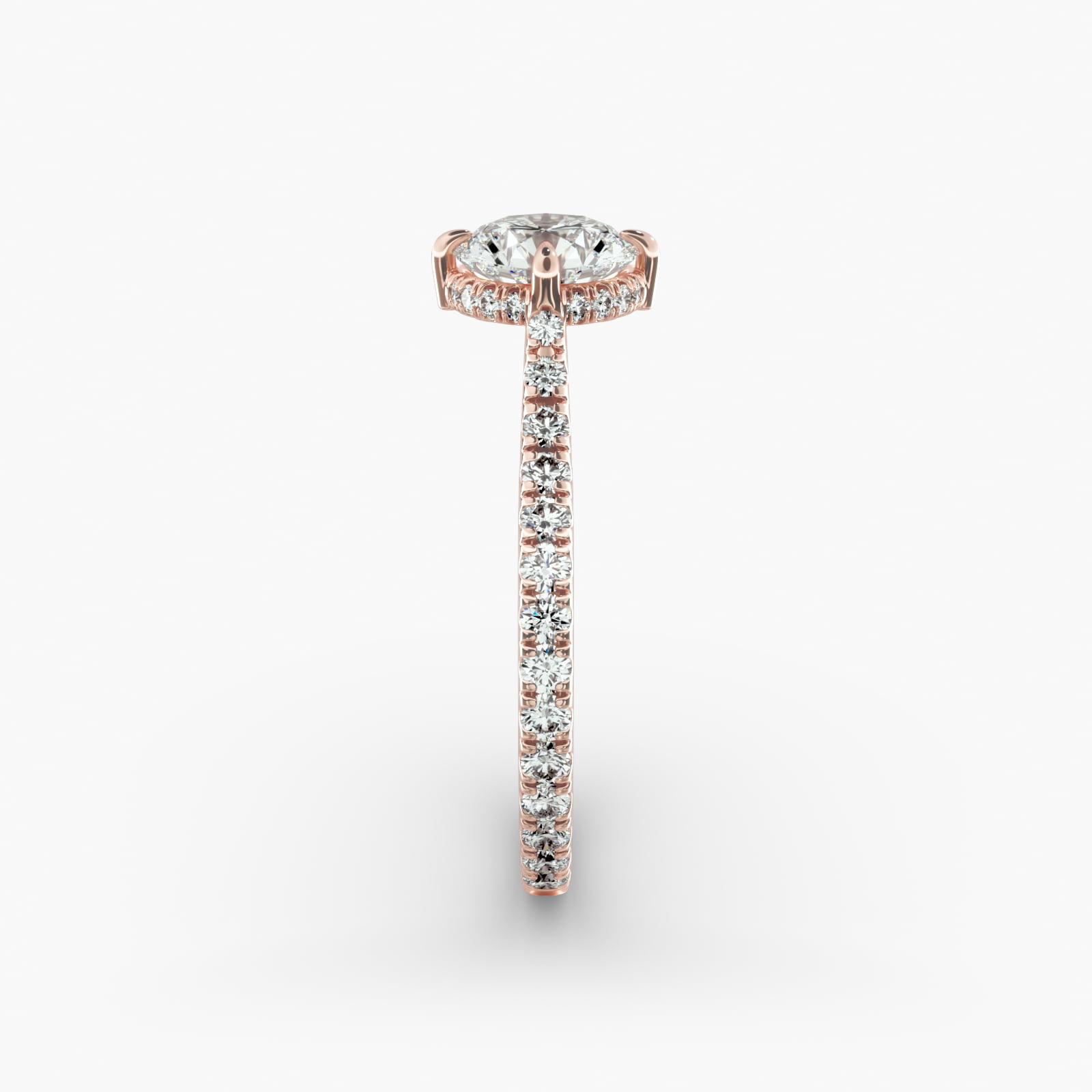 Cathedral Pavé Crown Diamond Engagement Ring In 14K Rose Gold