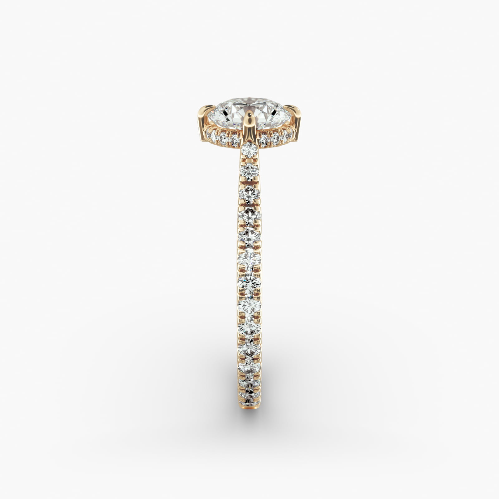 Cathedral Pavé Crown Diamond Engagement Ring In 18K Yellow Gold