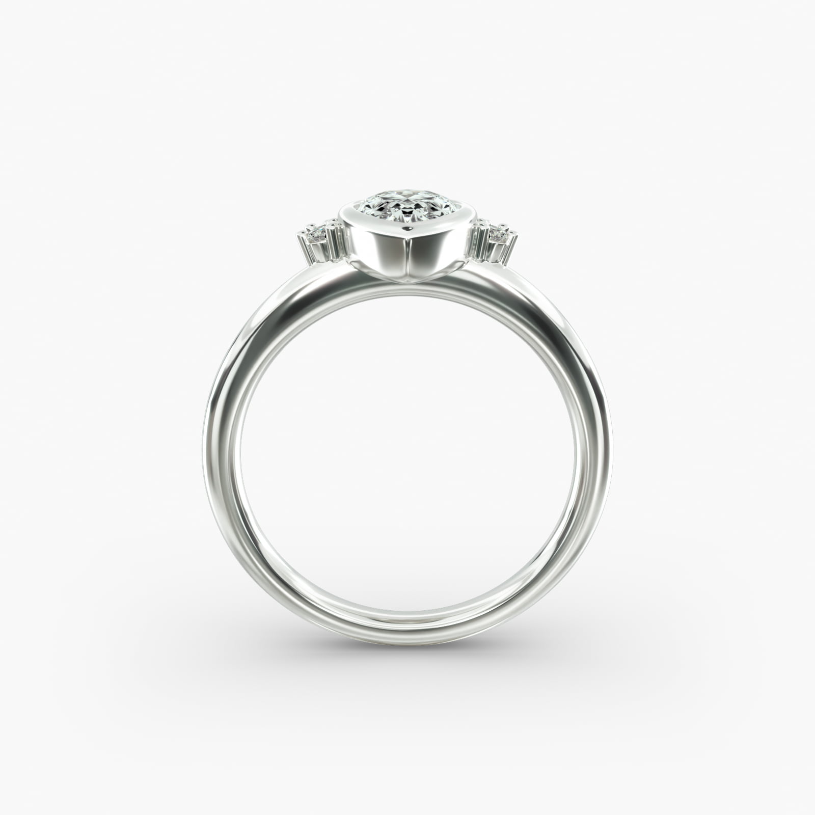Pear Shape Bezel Set Diamond Tiara Engagement Ring In Platinum