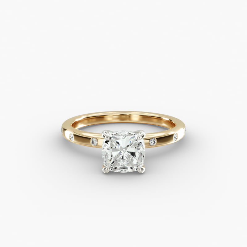 Sleek Accent Diamond Pavé Engagement Ring In 14K Yellow Gold