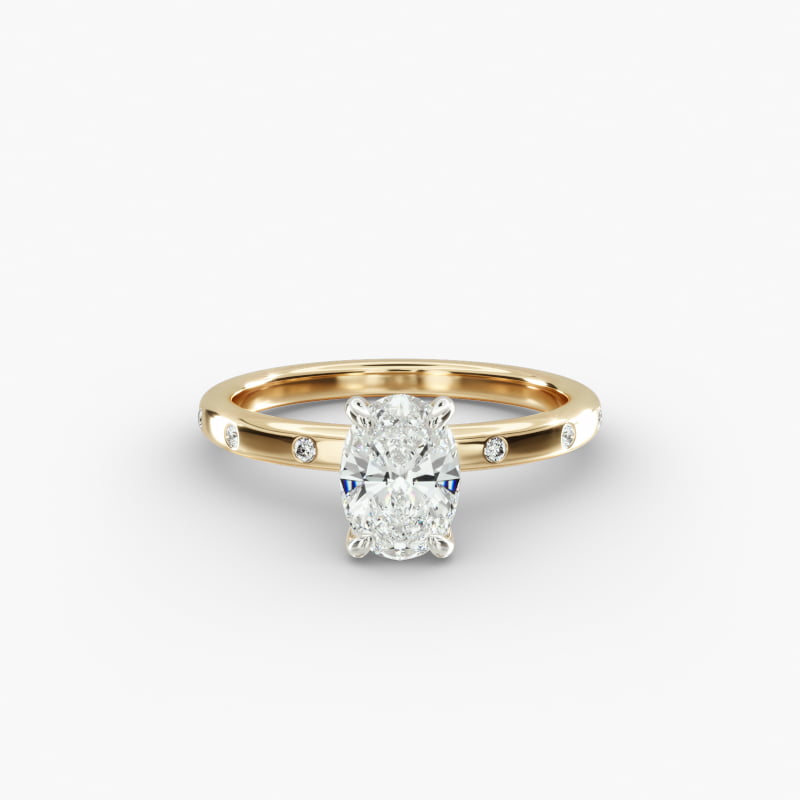 Sleek Accent Diamond Pavé Engagement Ring In 14K Yellow Gold