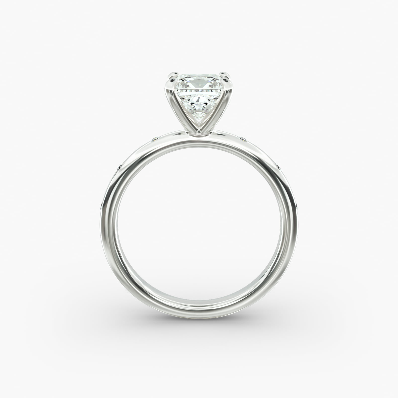 Sleek Accent Diamond Pavé Engagement Ring In 14K White Gold