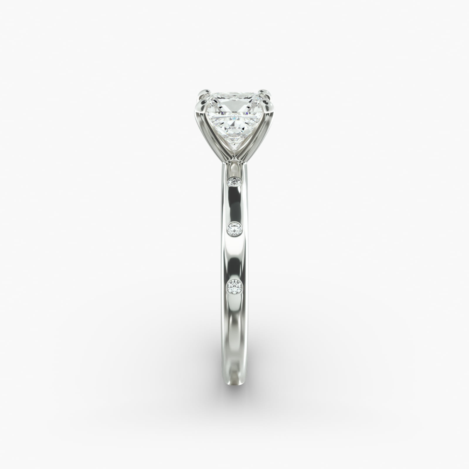 Sleek Accent Diamond Pavé Engagement Ring In 14K White Gold